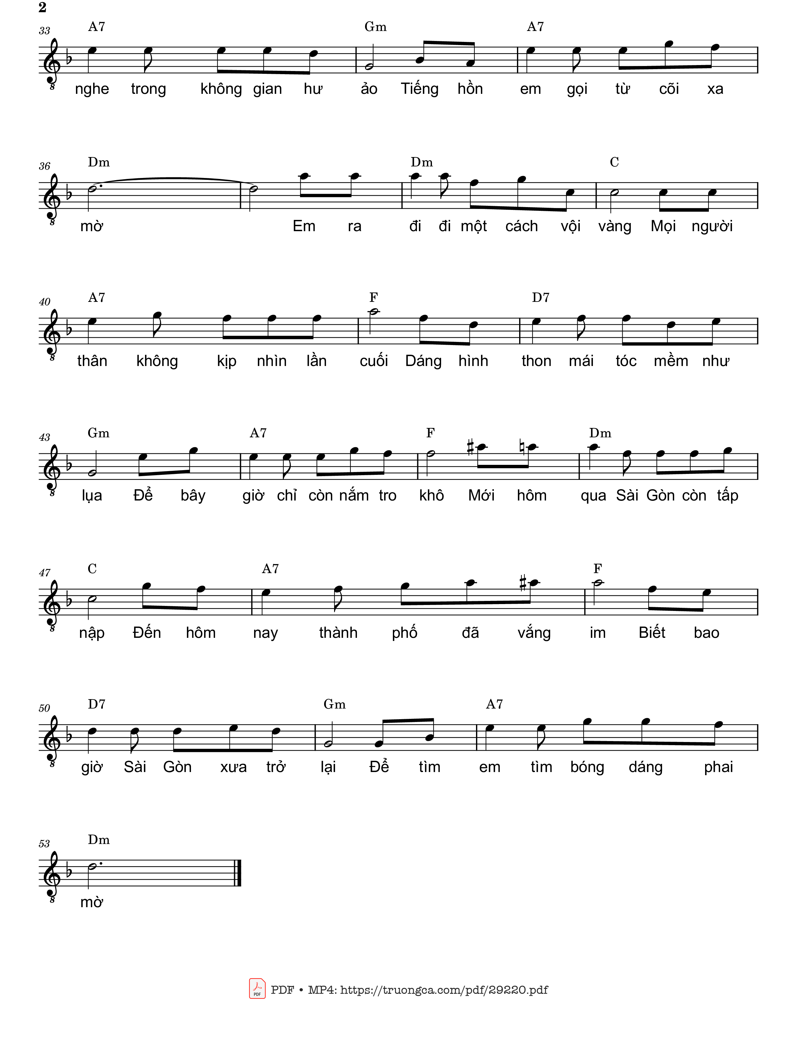 Page 2 of Sheet music PDF Sài Gòn vắng im - Trần Liêu