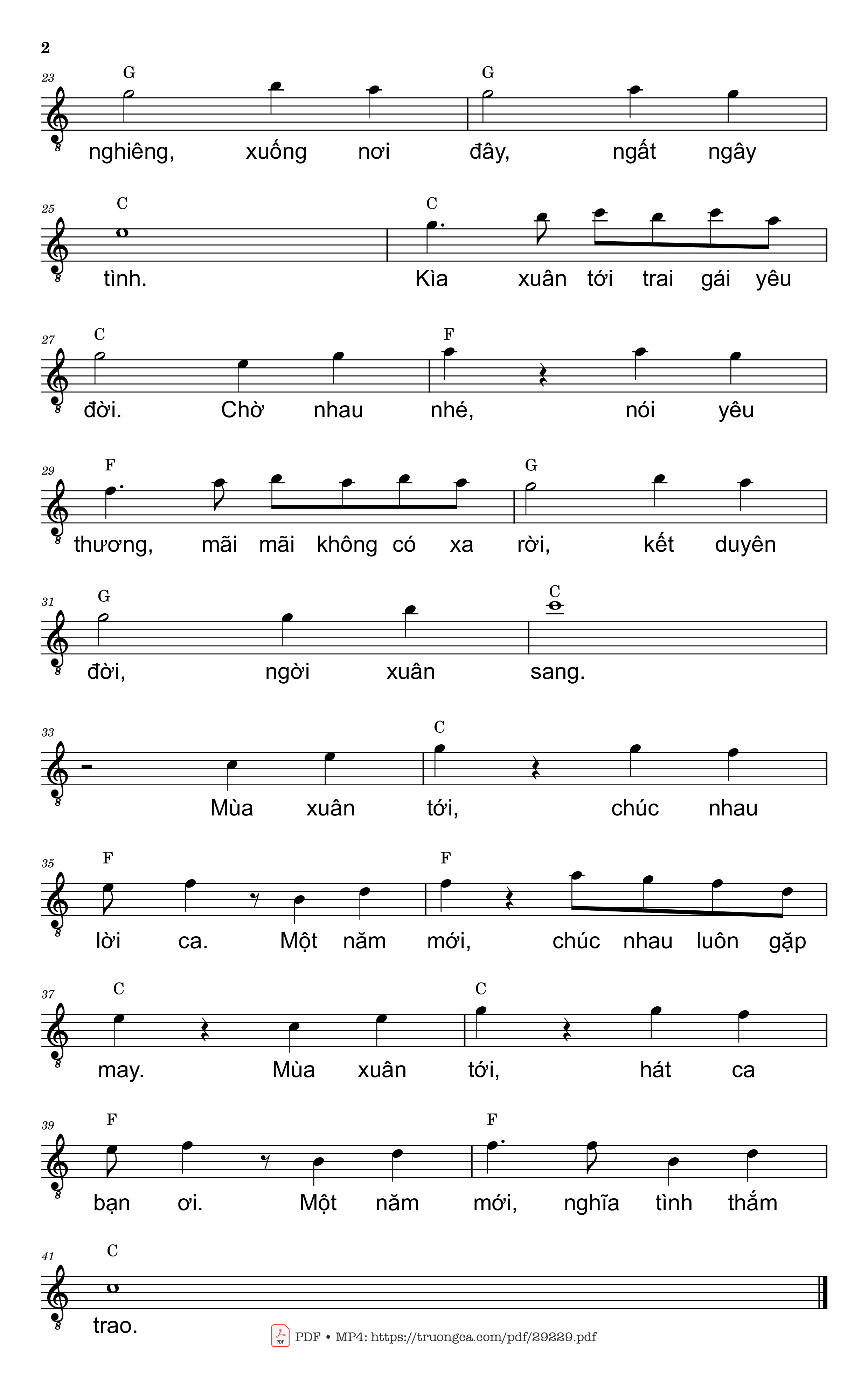 Page 2 of Sheet music PDF Mùa xuân tới - Trần Liêu
