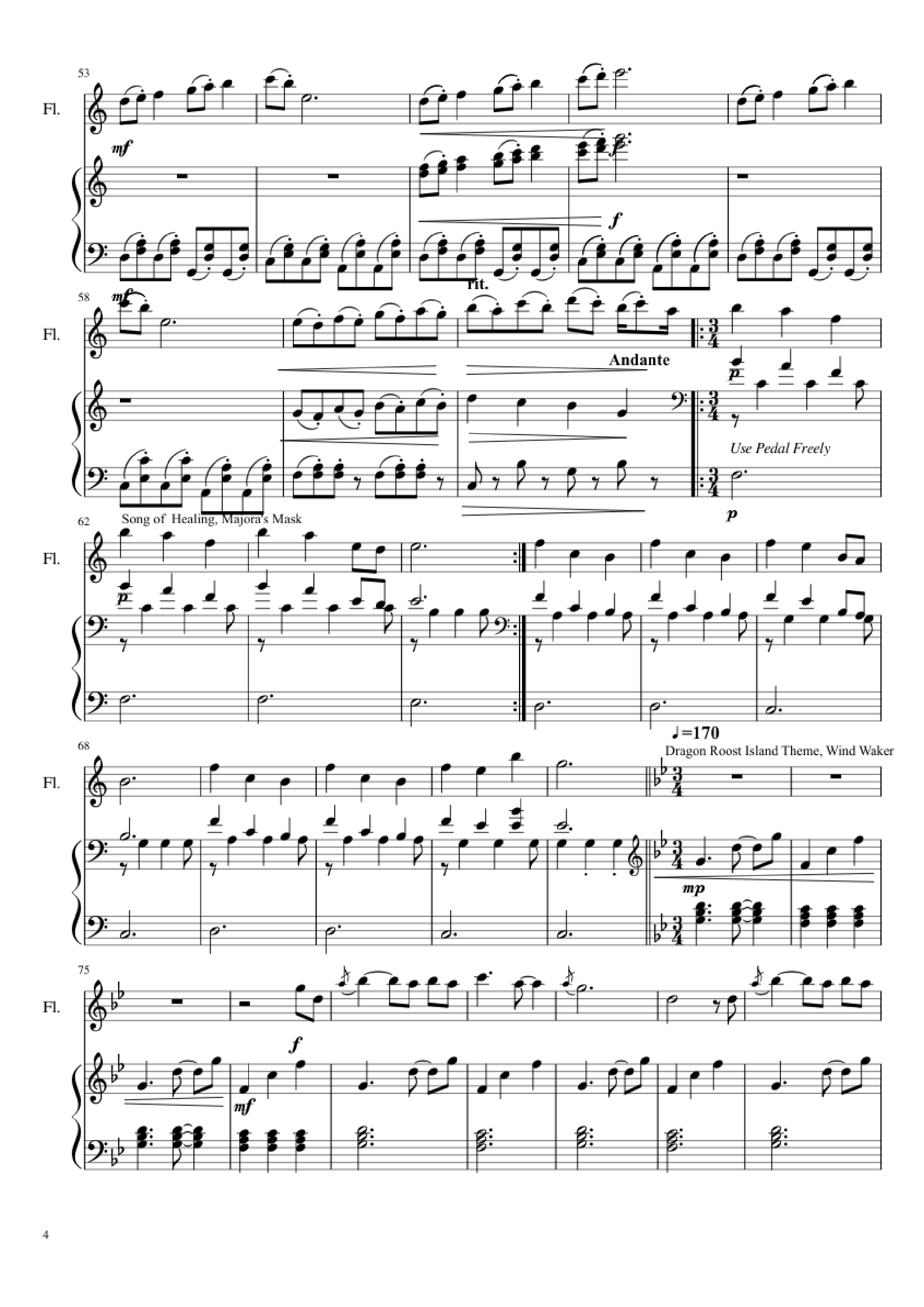 Page 4 of Sheet music PDF Piano Zelda Medley Piano - Undefined