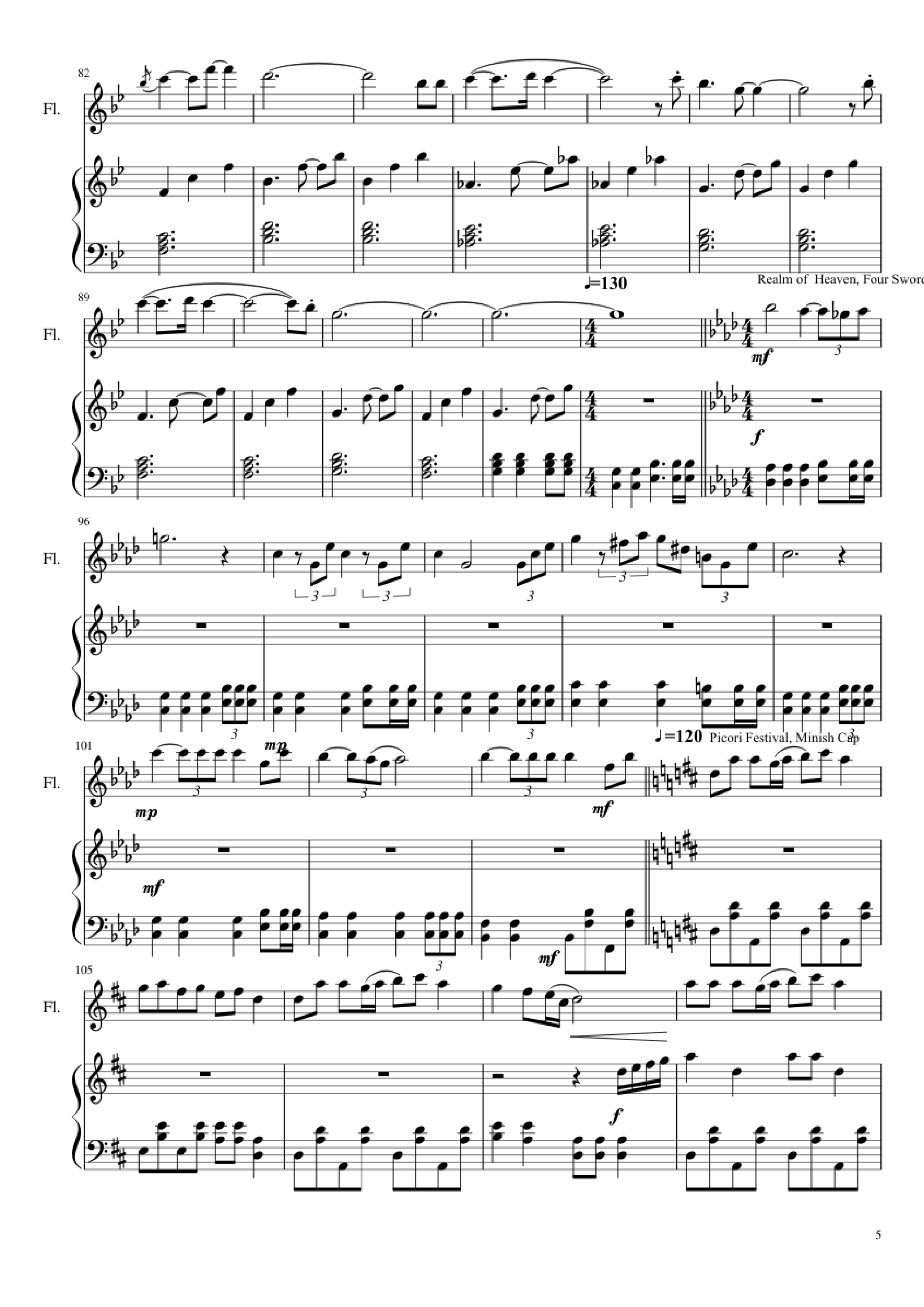 Page 5 of Sheet music PDF Piano Zelda Medley Piano - Undefined