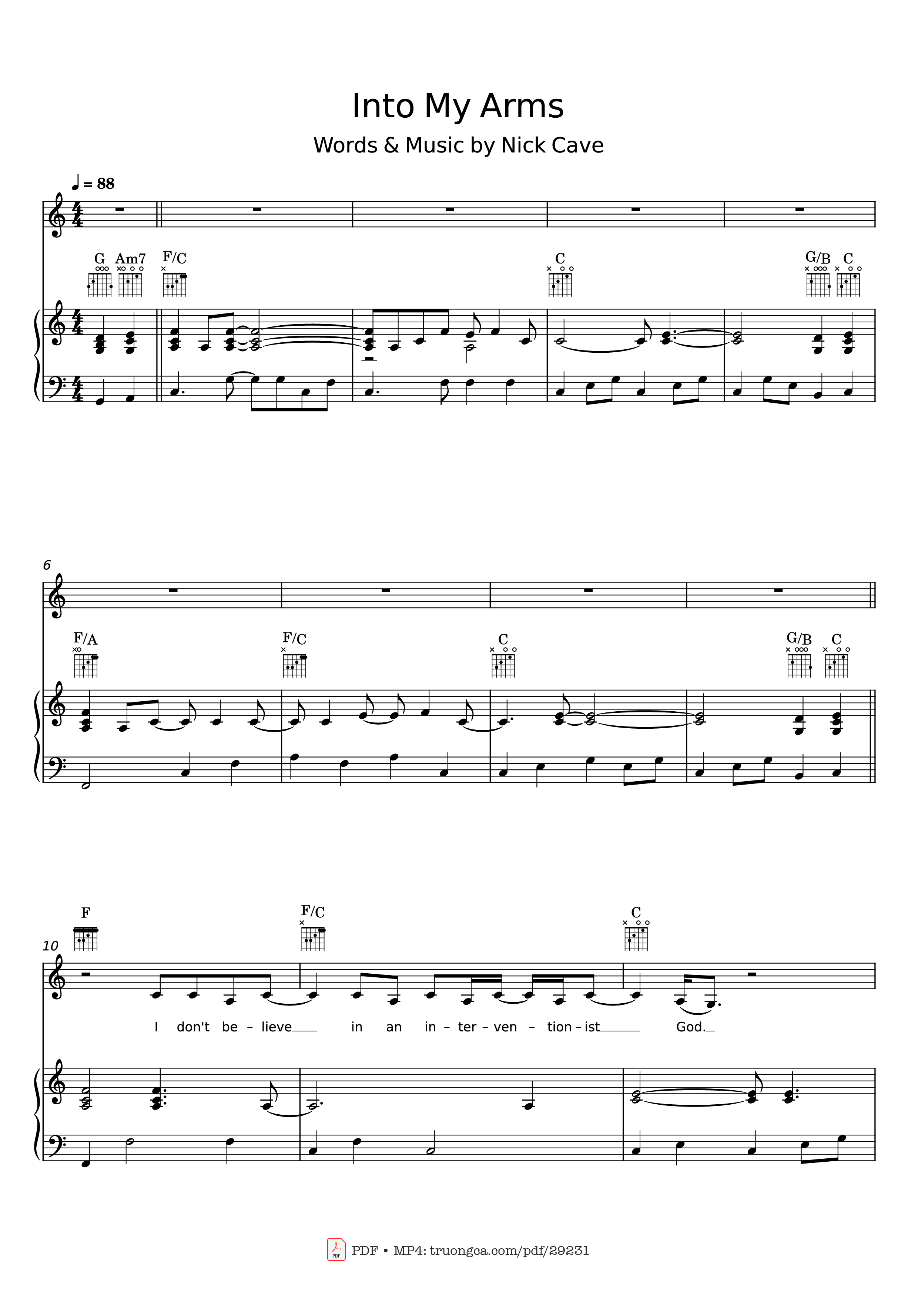Page 1 of Sheet music PDF Piano Into My Arms Piano - Nick Cave