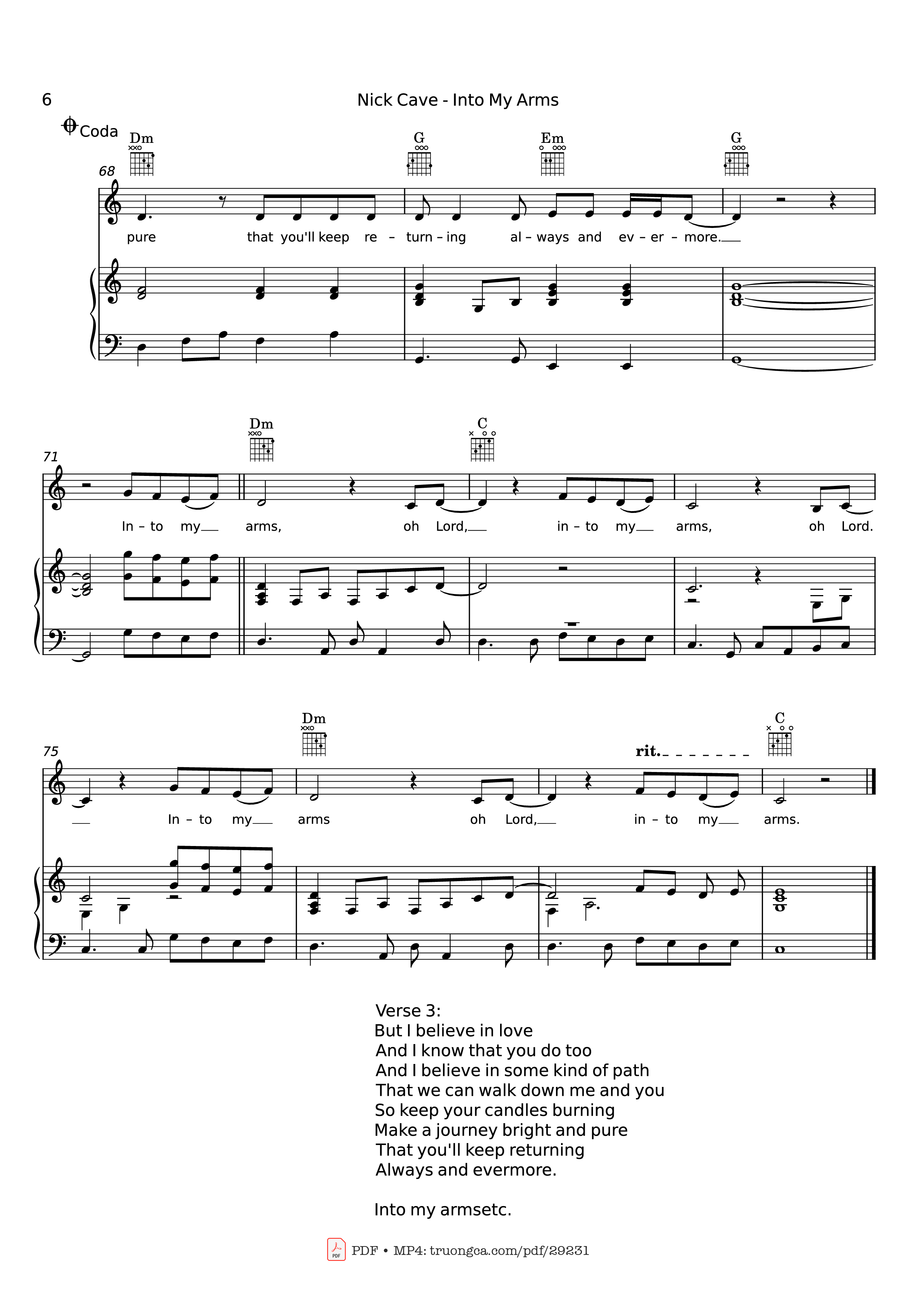 Page 6 of Sheet music PDF Piano Into My Arms Piano - Nick Cave