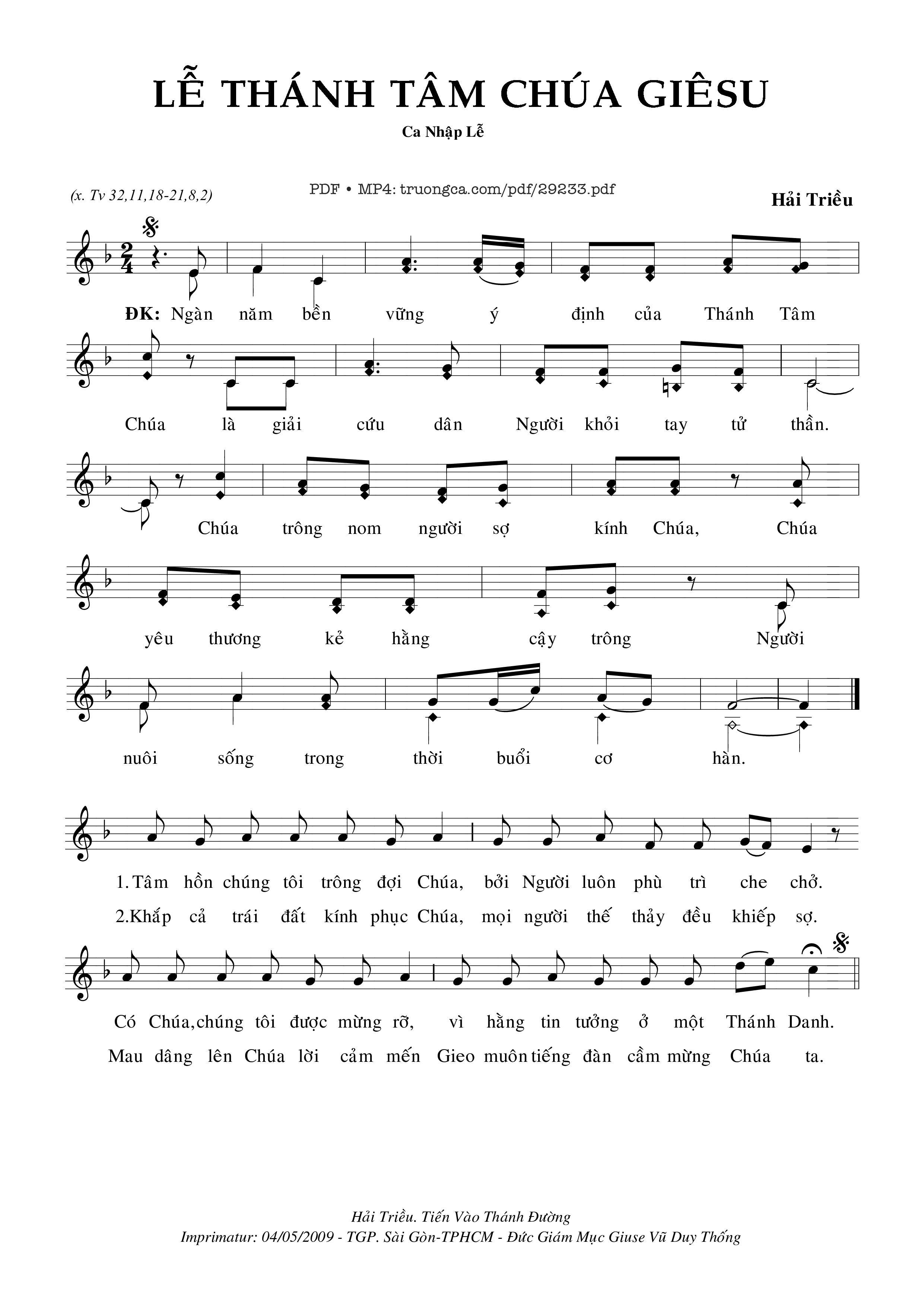 Page 1 of Sheet music PDF Lễ Thánh Tâm Chúa Giêsu - Hải Triều