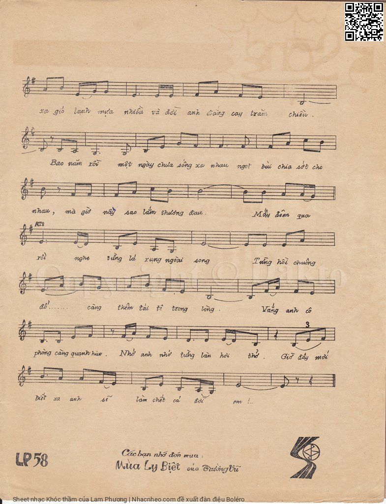 Page 3 of Sheet music PDF Khóc thầm - Lam Phương