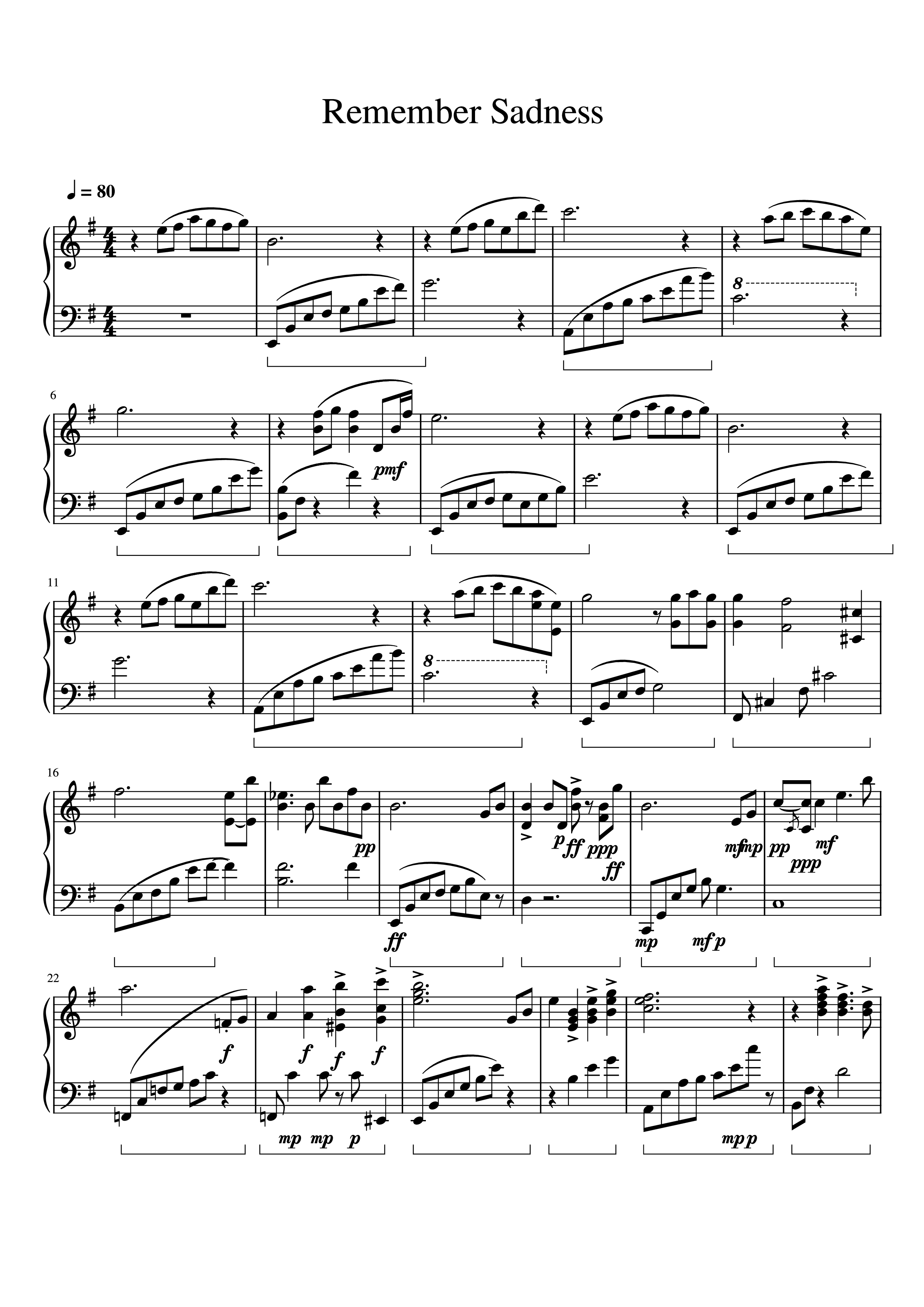 Page 1 of Sheet music PDF Piano Remember Sadness Piano - Saint Seiya