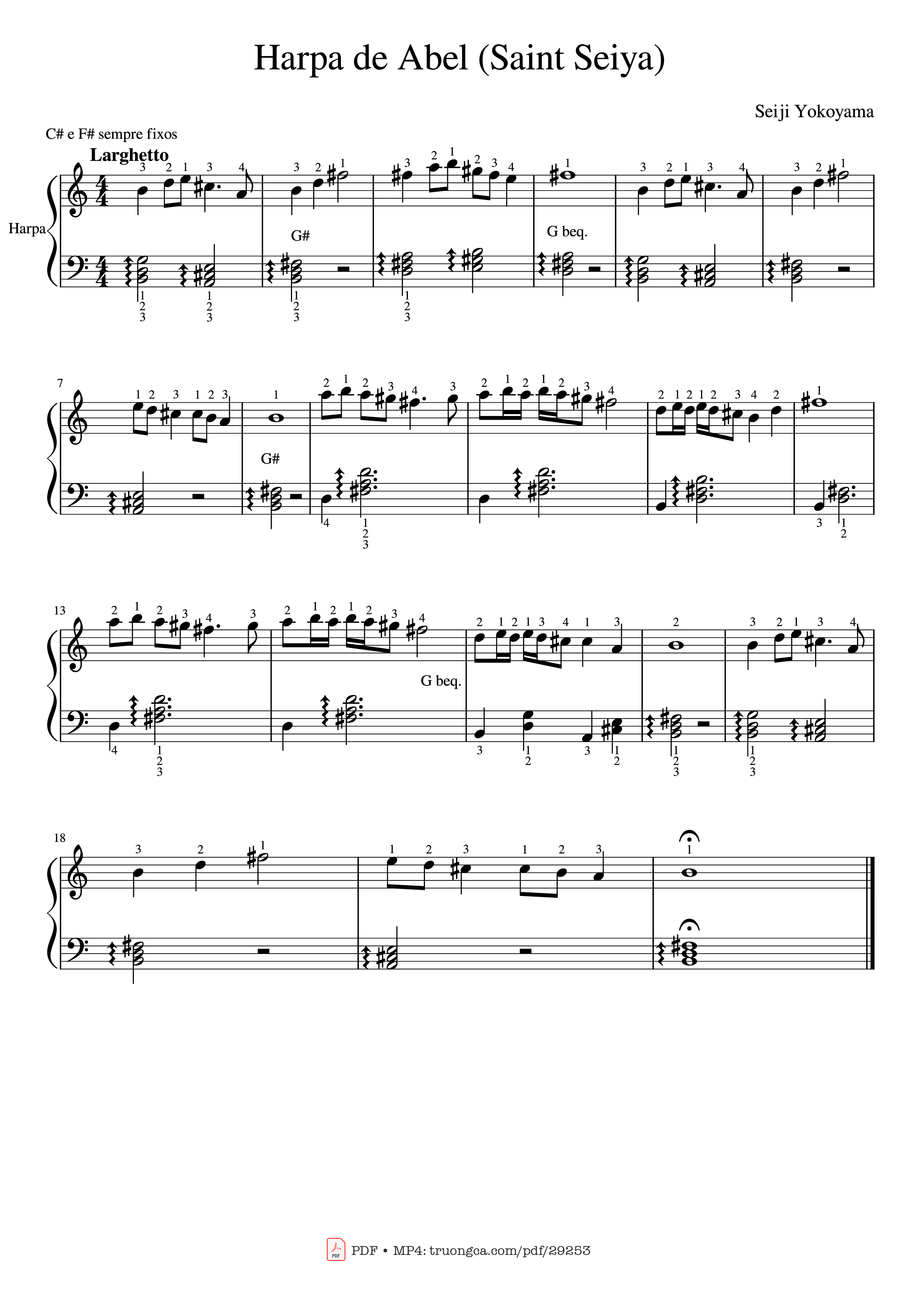 Page 1 of Sheet music PDF Harpa de Abel (Saint Seiya) - Seiji Yokoyama