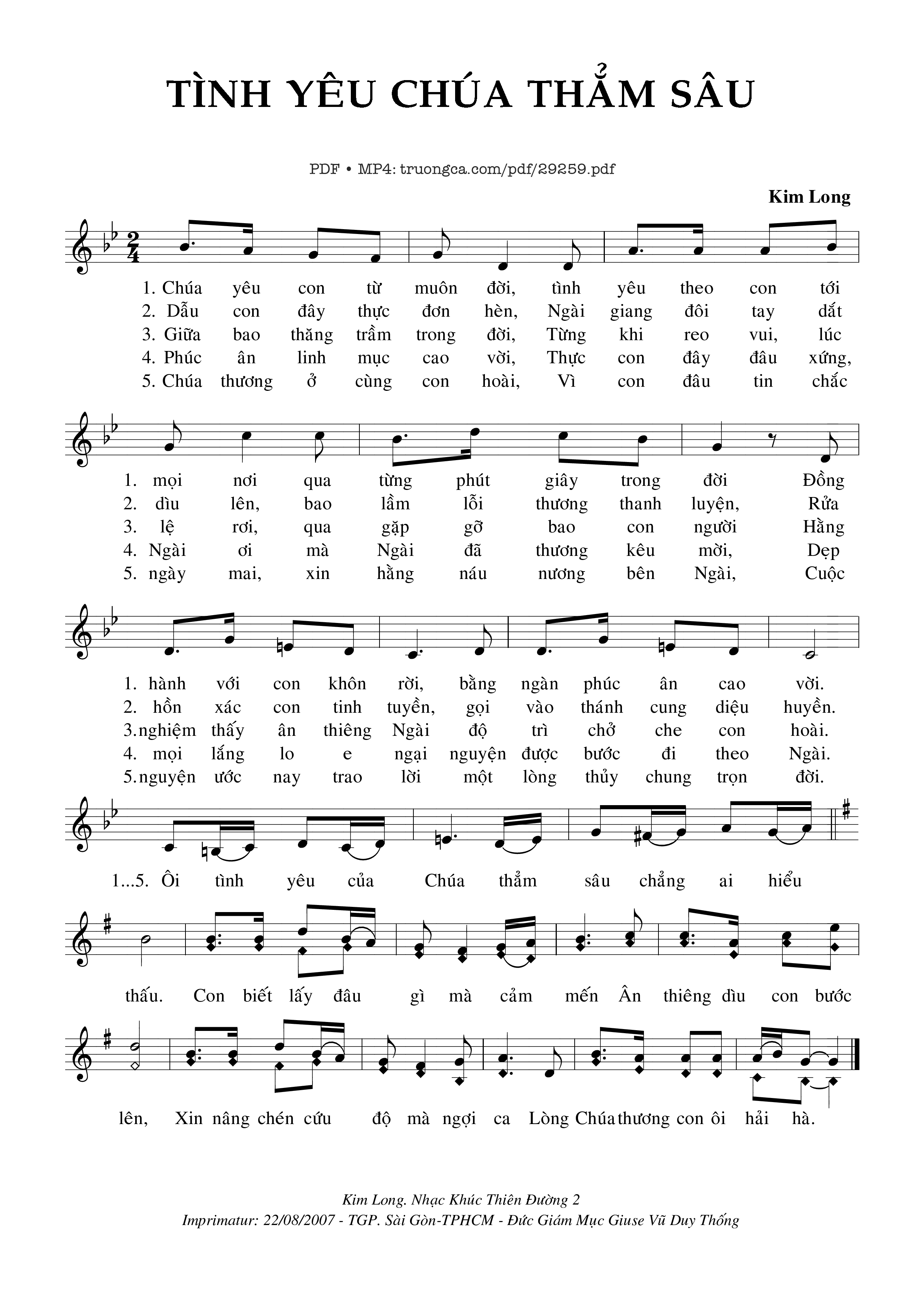 Sheet PDF of Tình Yêu Chúa Thẳm Sâu
