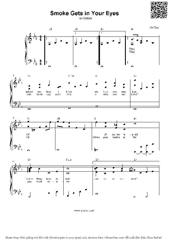 Page 2 of Sheet music PDF Khói giăng mờ đôi mắt (Smoke gets in your eyes) - Jerome Kern