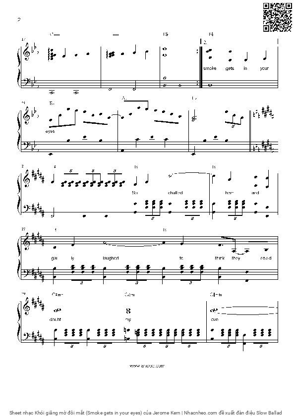 Page 3 of Sheet music PDF Khói giăng mờ đôi mắt (Smoke gets in your eyes) - Jerome Kern