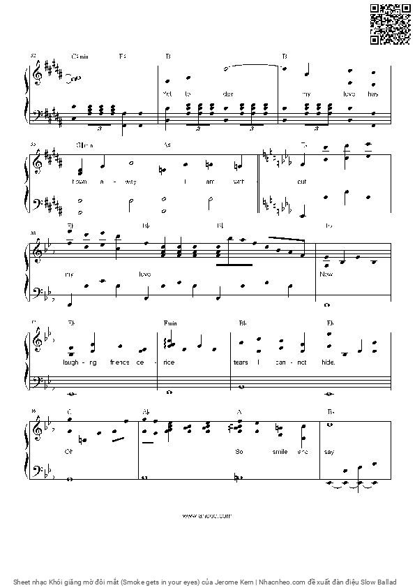 Page 4 of Sheet music PDF Khói giăng mờ đôi mắt (Smoke gets in your eyes) - Jerome Kern