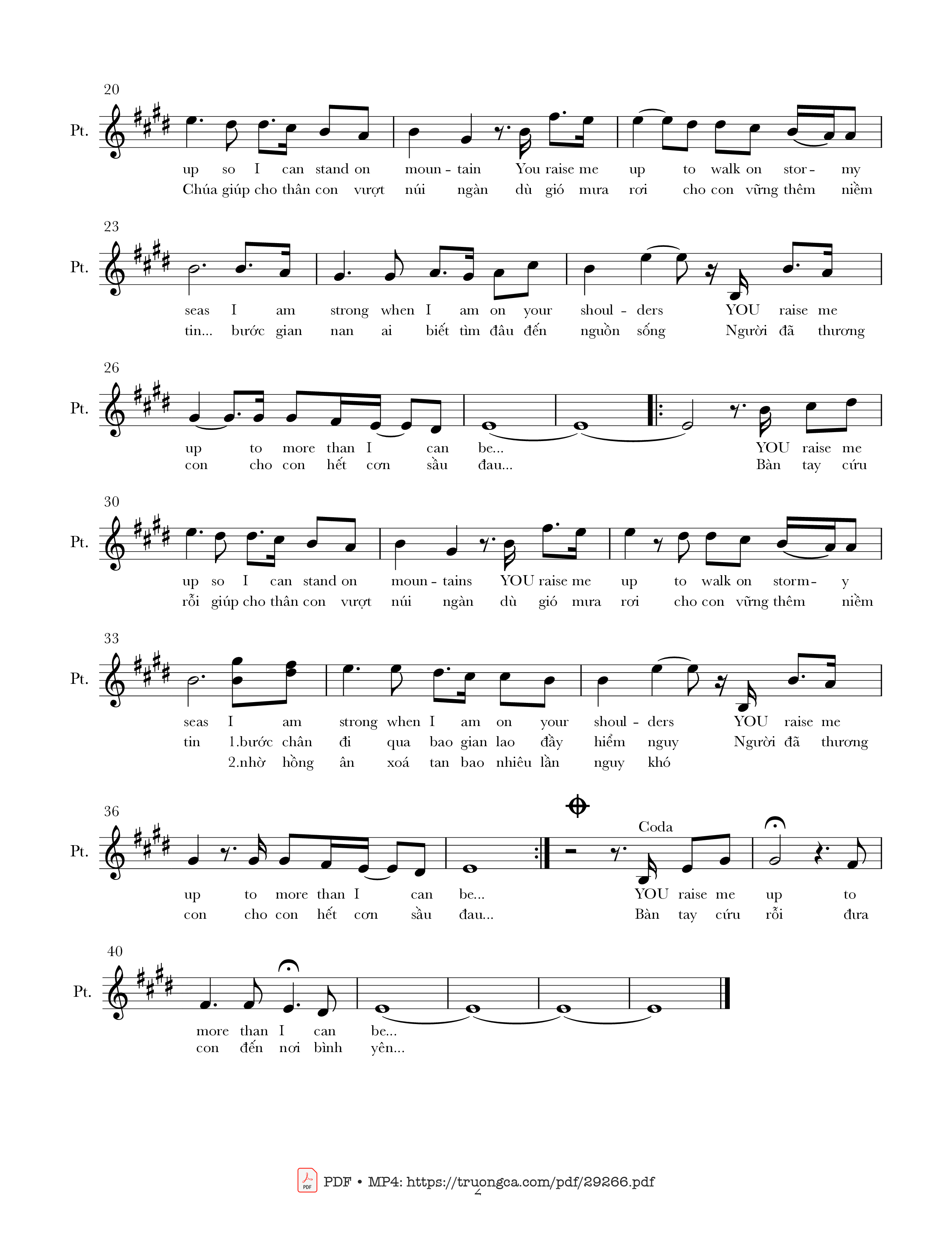 Page 2 of Sheet music PDF Bàn tay cứu rỗi (You raise me up) - Secret Garden