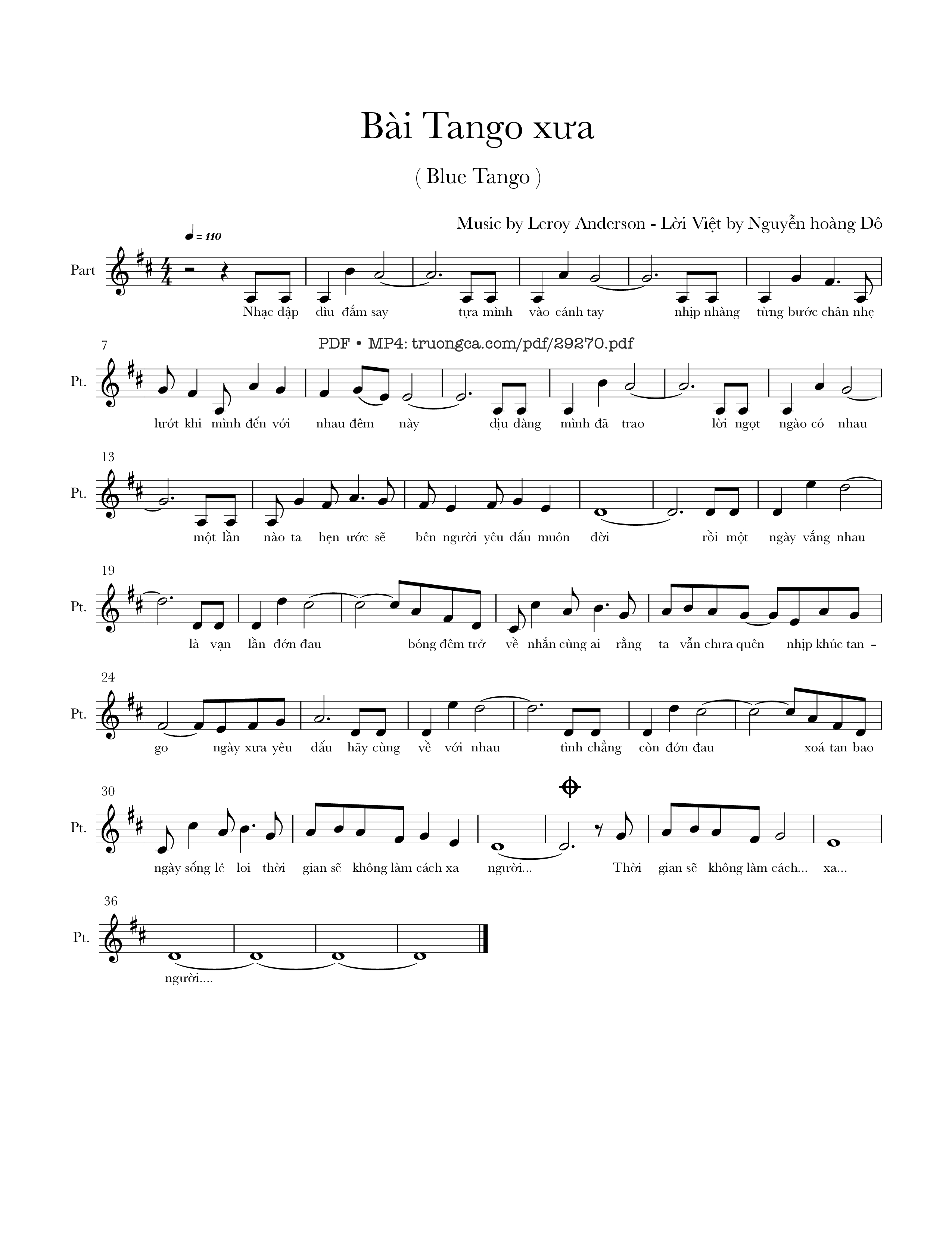 Sheet PDF of Bài tango xưa (Blue tango)