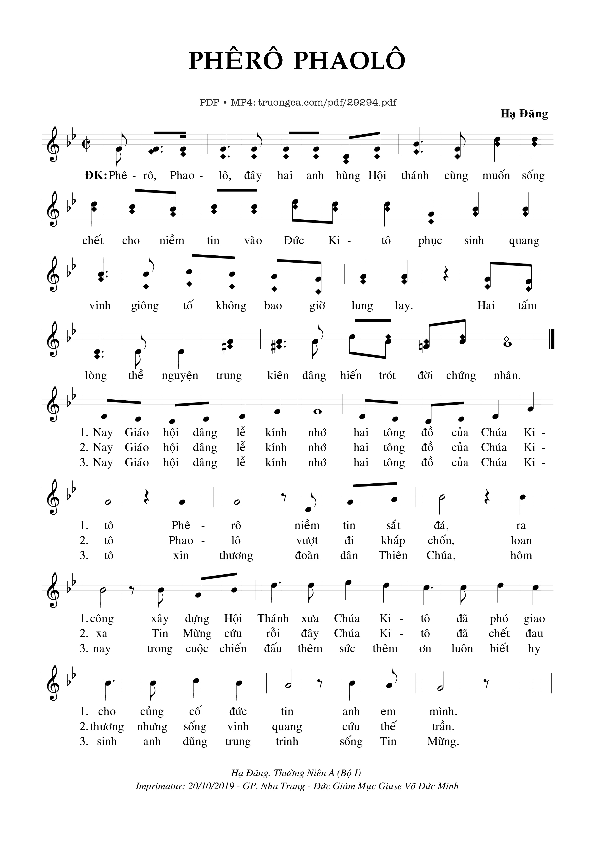 Phê-Rô Phao-Lô - Hạ Đăng