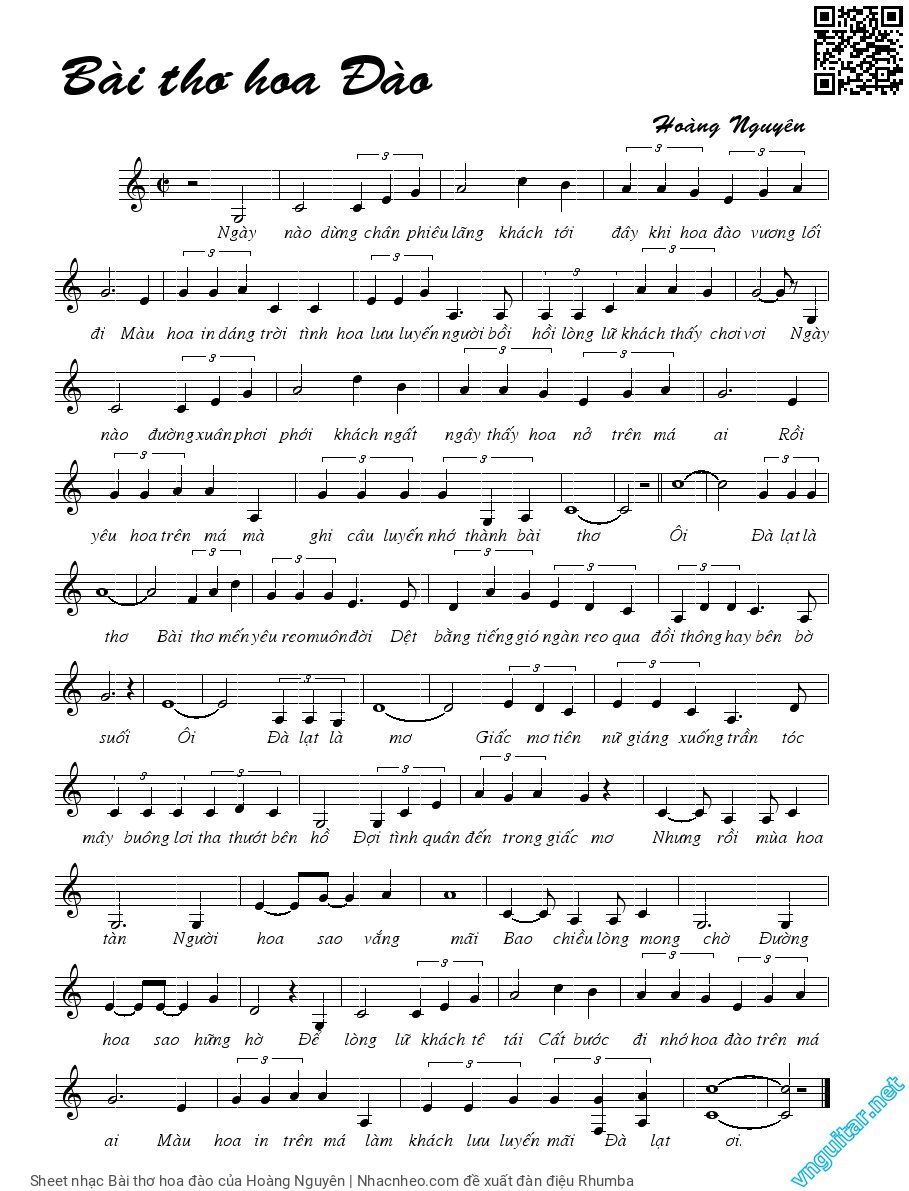 Sheet PDF of Bài thơ hoa đào