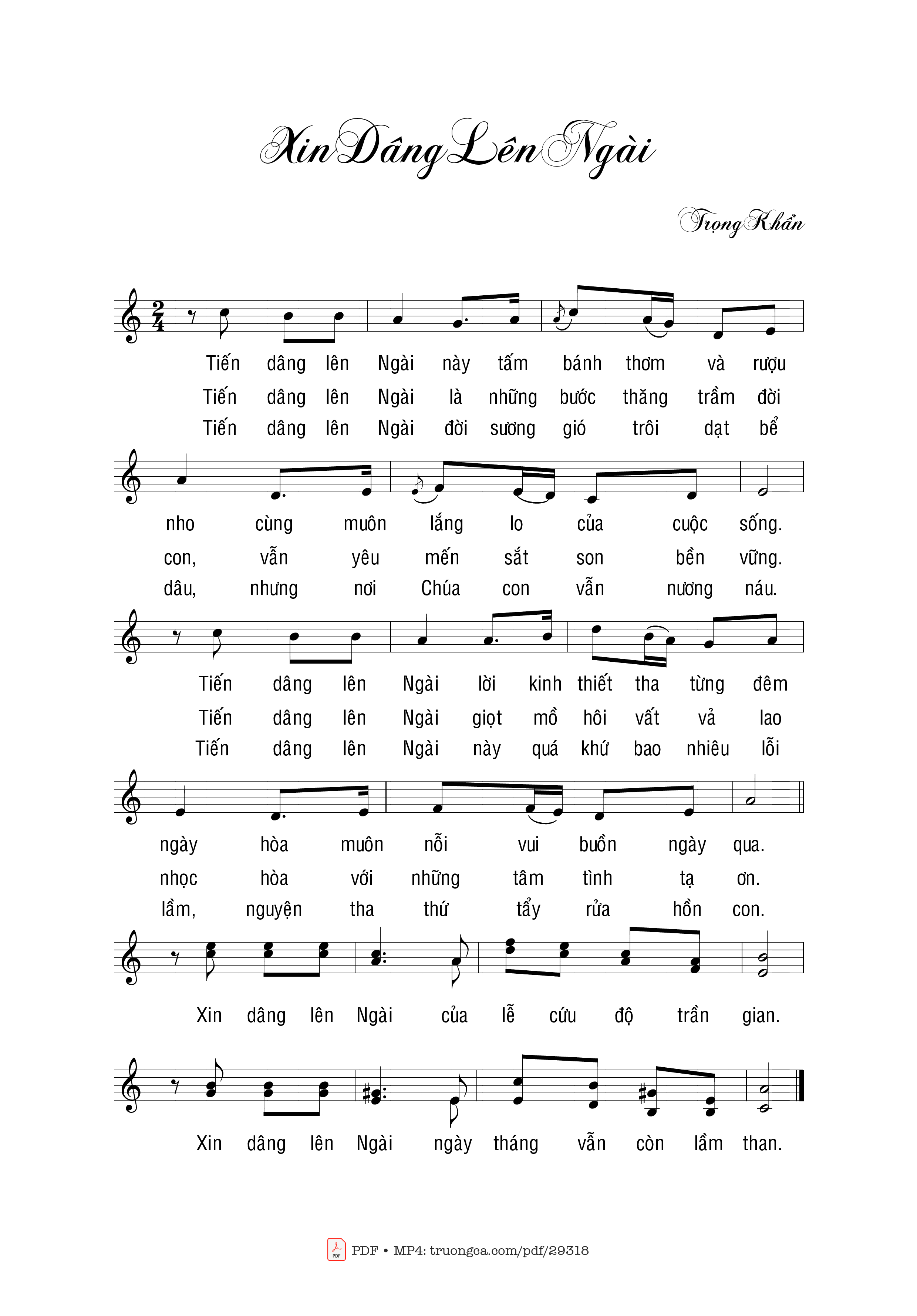 Sheet PDF of Xin dâng lên Ngài