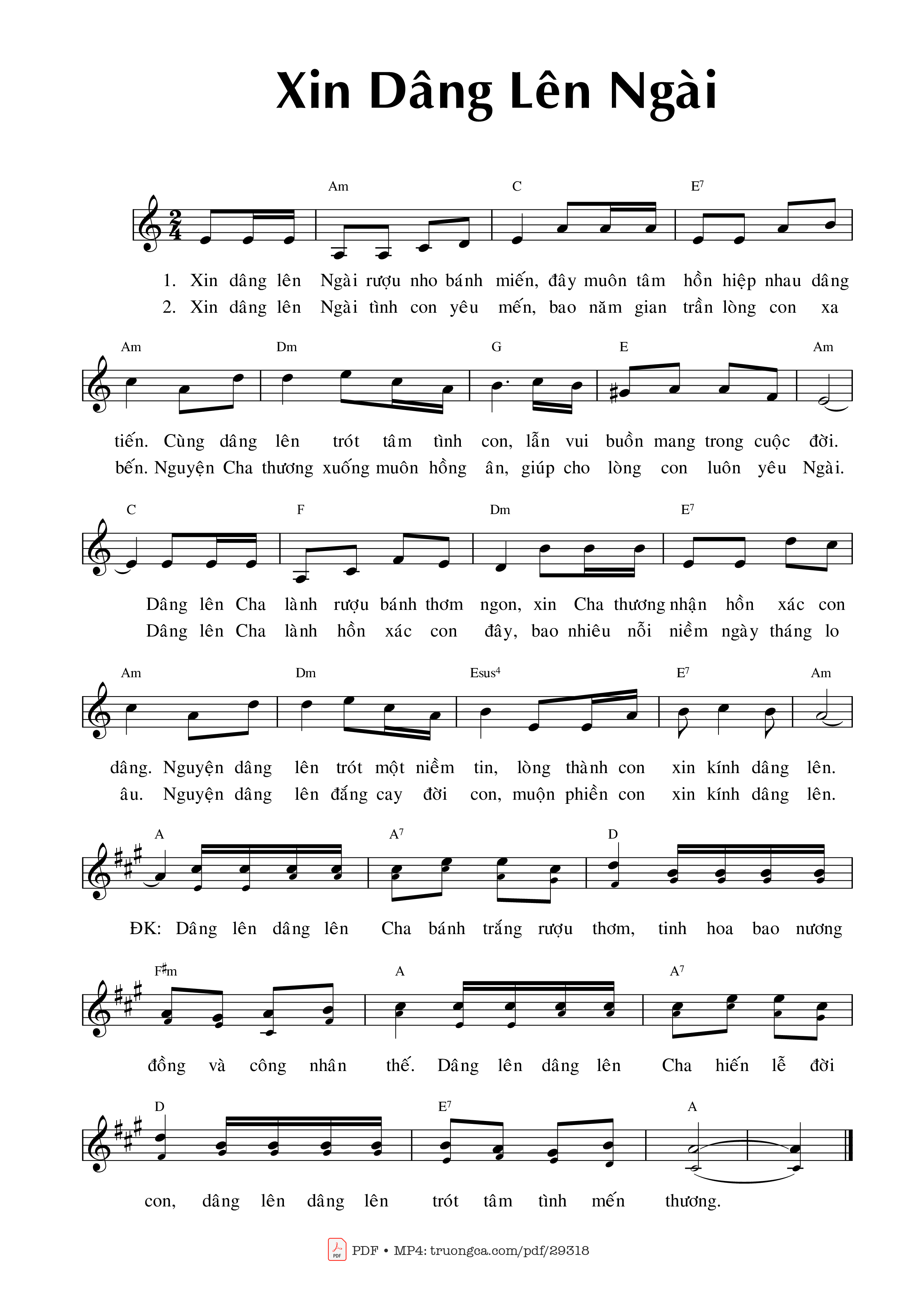 Page 2 of Sheet music PDF Xin dâng lên Ngài - Trọng Khẩn