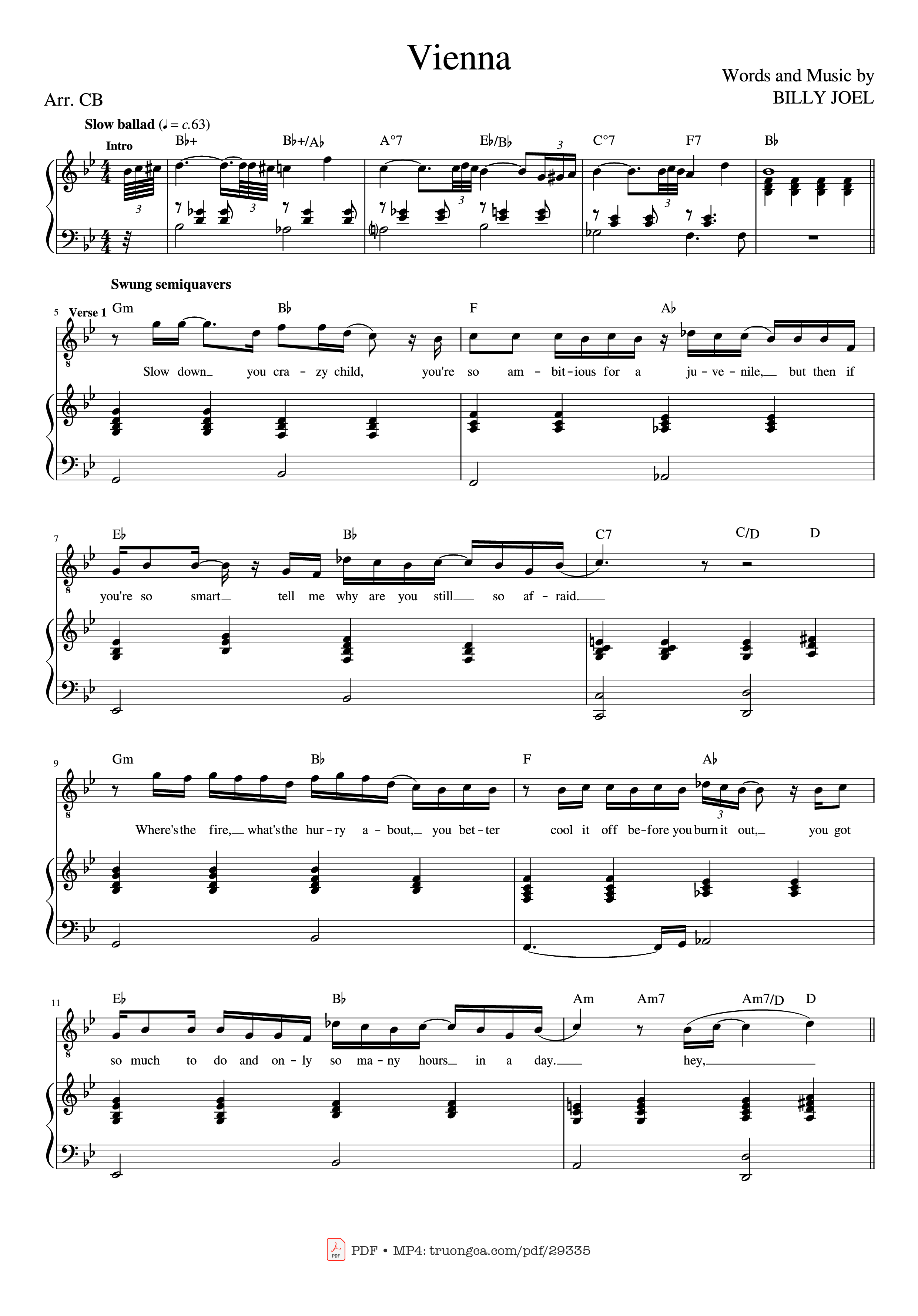 Sheet PDF of Vienna Piano - Words And Music By