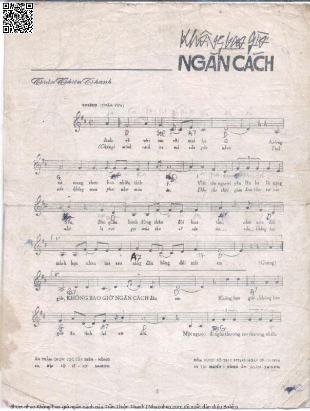 Page 2 of Sheet music PDF Không bao giờ ngăn cách - Trần Thiện Thanh