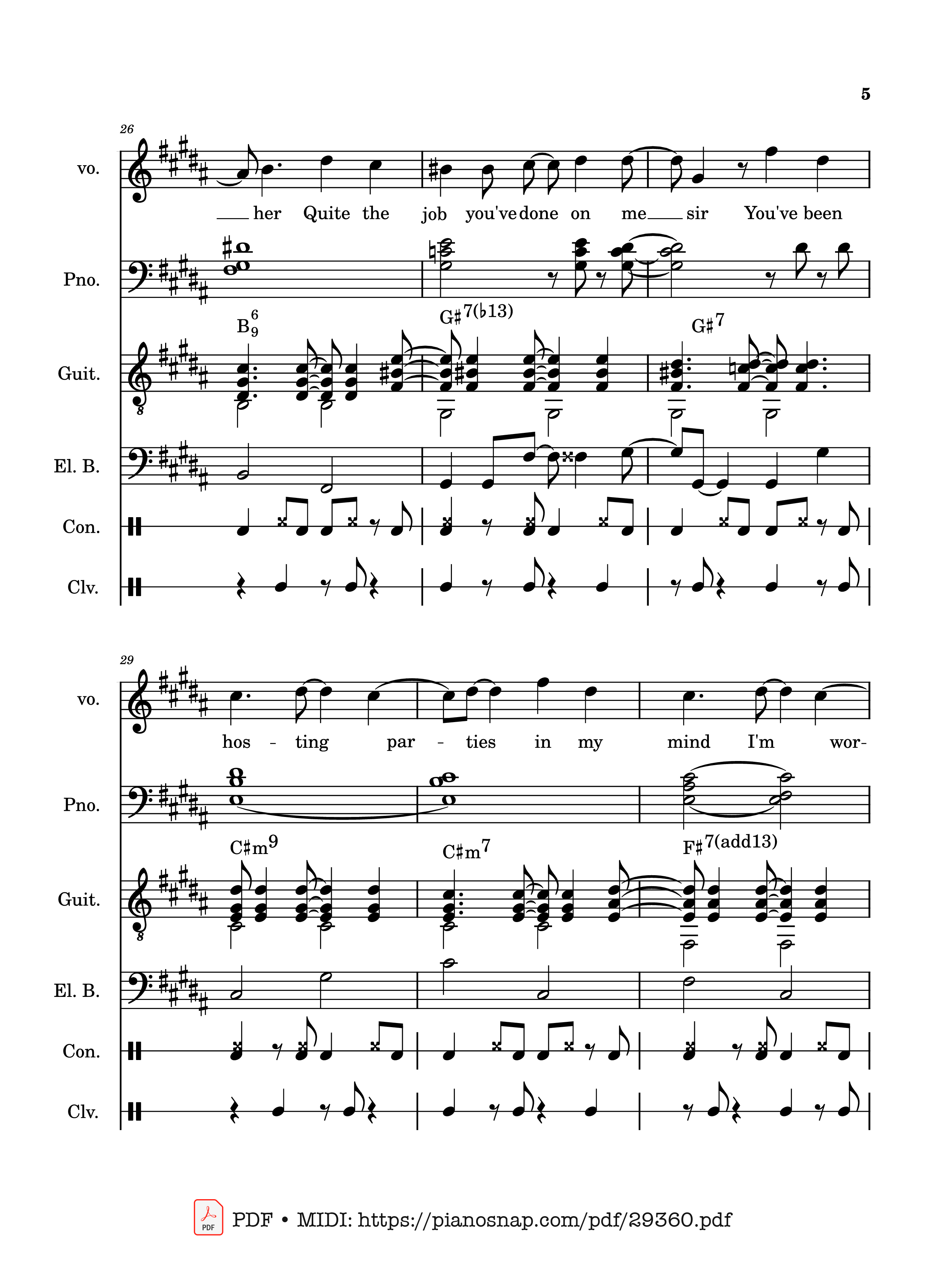 Page 5 of Sheet music PDF Piano Guitar Tab Lover Girl - full transcription - Laufey