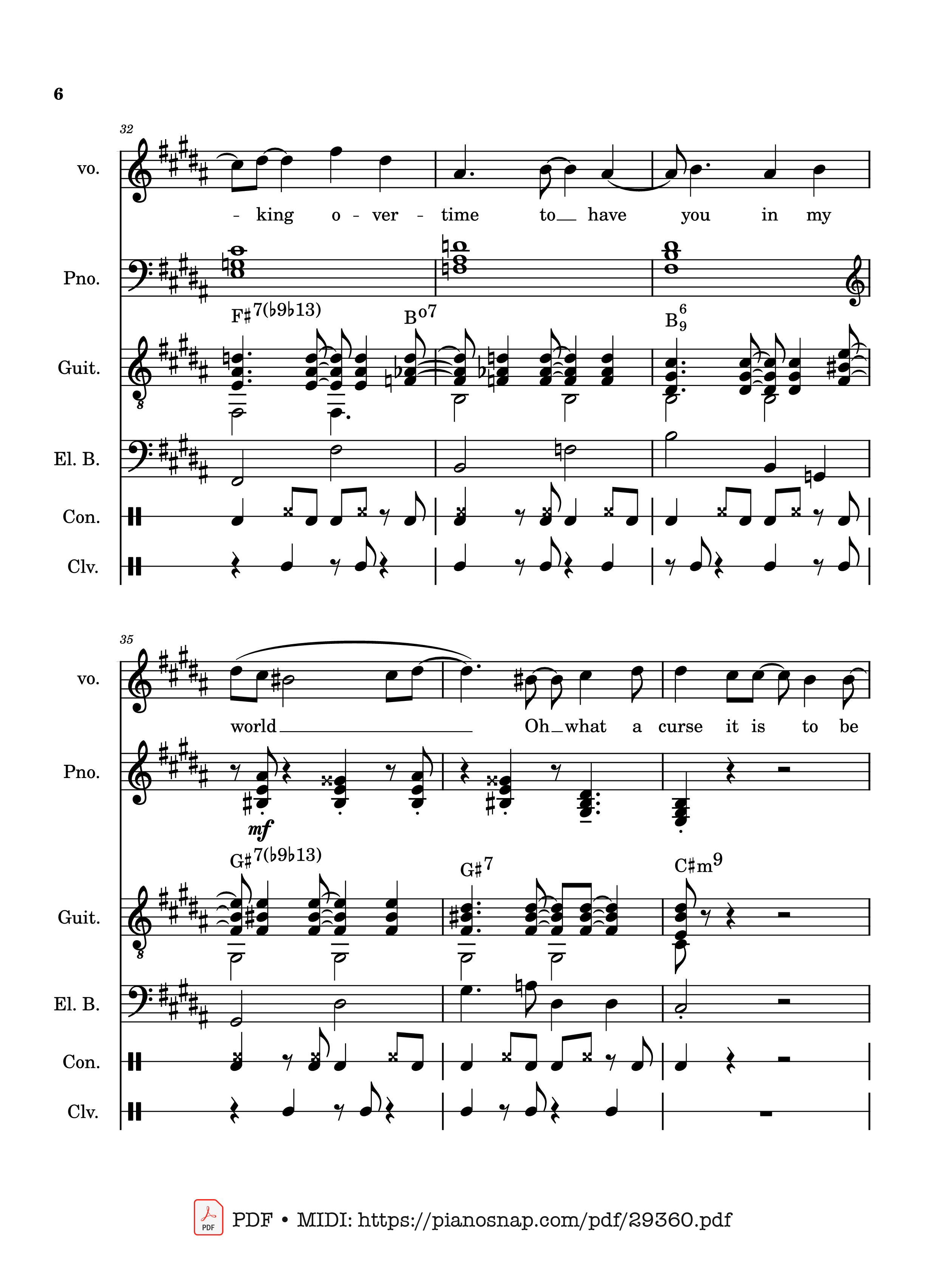 Page 6 of Sheet music PDF Piano Guitar Tab Lover Girl - full transcription - Laufey