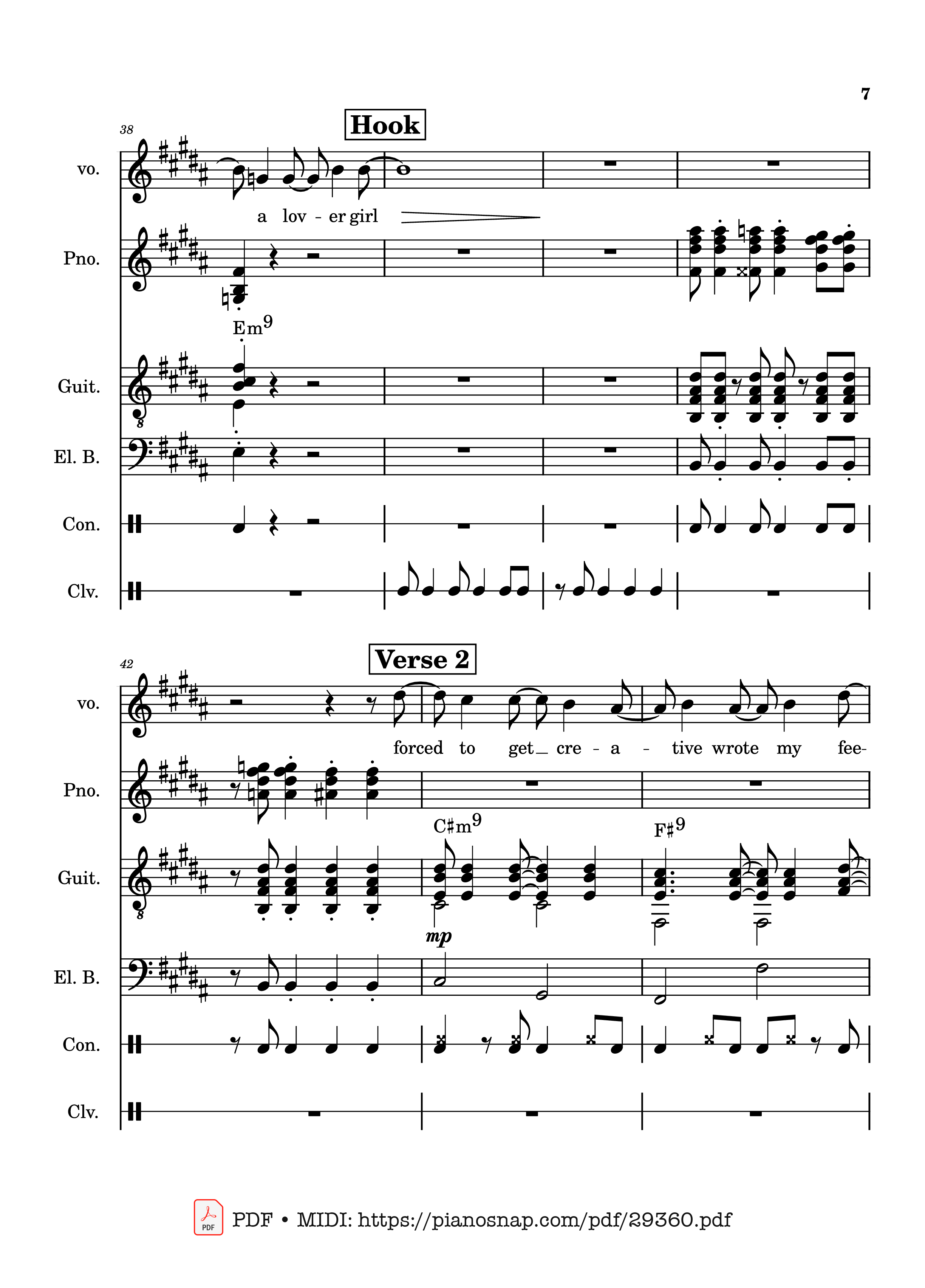 Page 7 of Sheet music PDF Piano Guitar Tab Lover Girl - full transcription - Laufey
