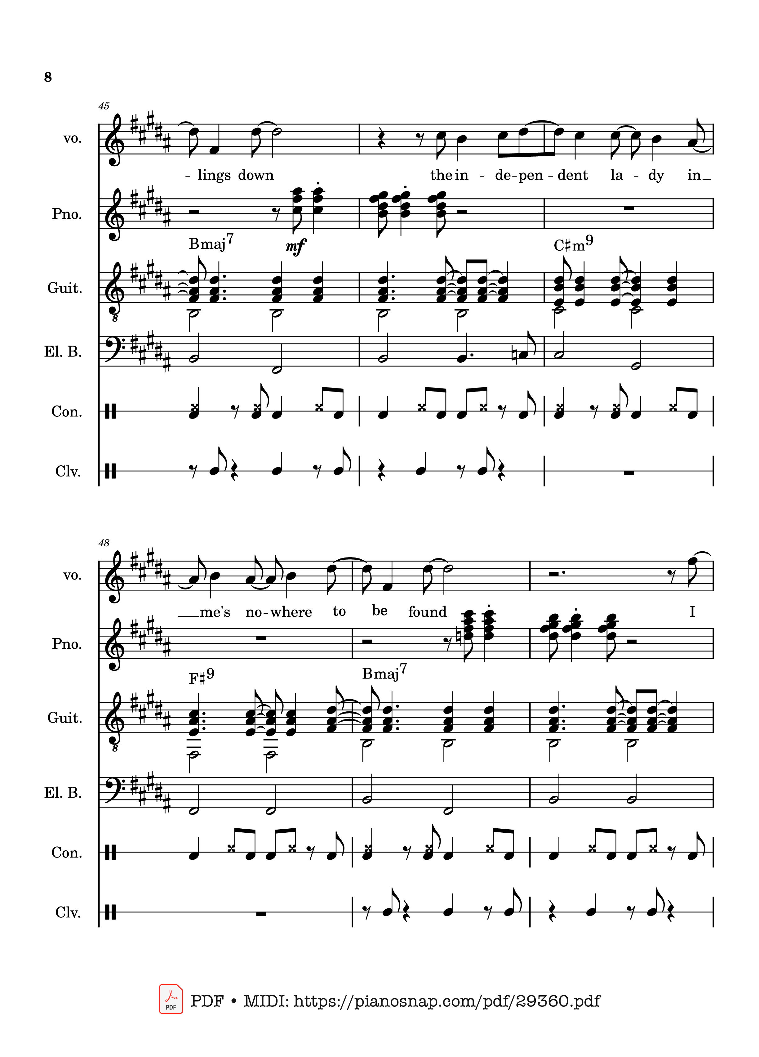 Page 8 of Sheet music PDF Piano Guitar Tab Lover Girl - full transcription - Laufey
