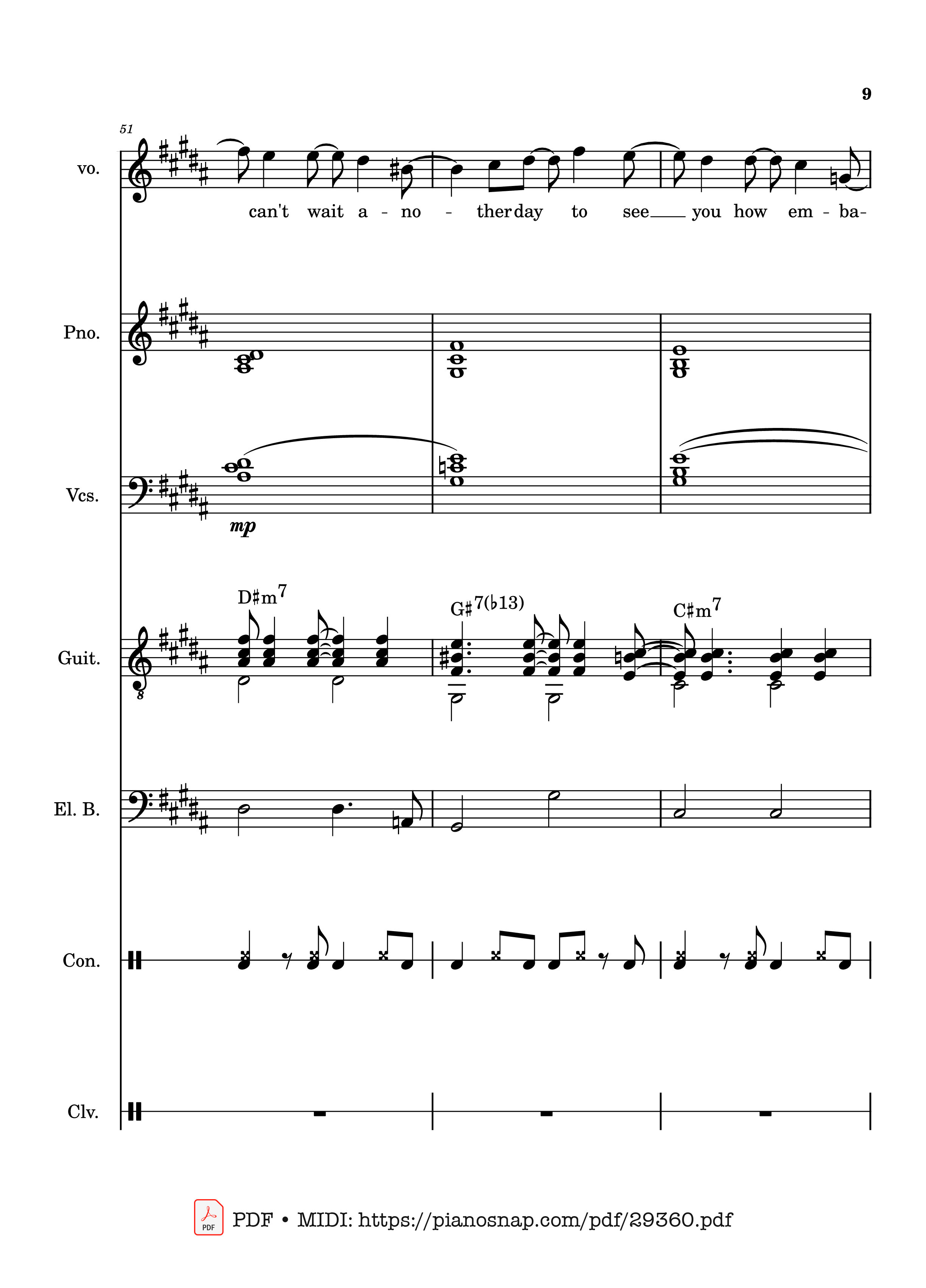 Page 9 of Sheet music PDF Piano Guitar Tab Lover Girl - full transcription - Laufey