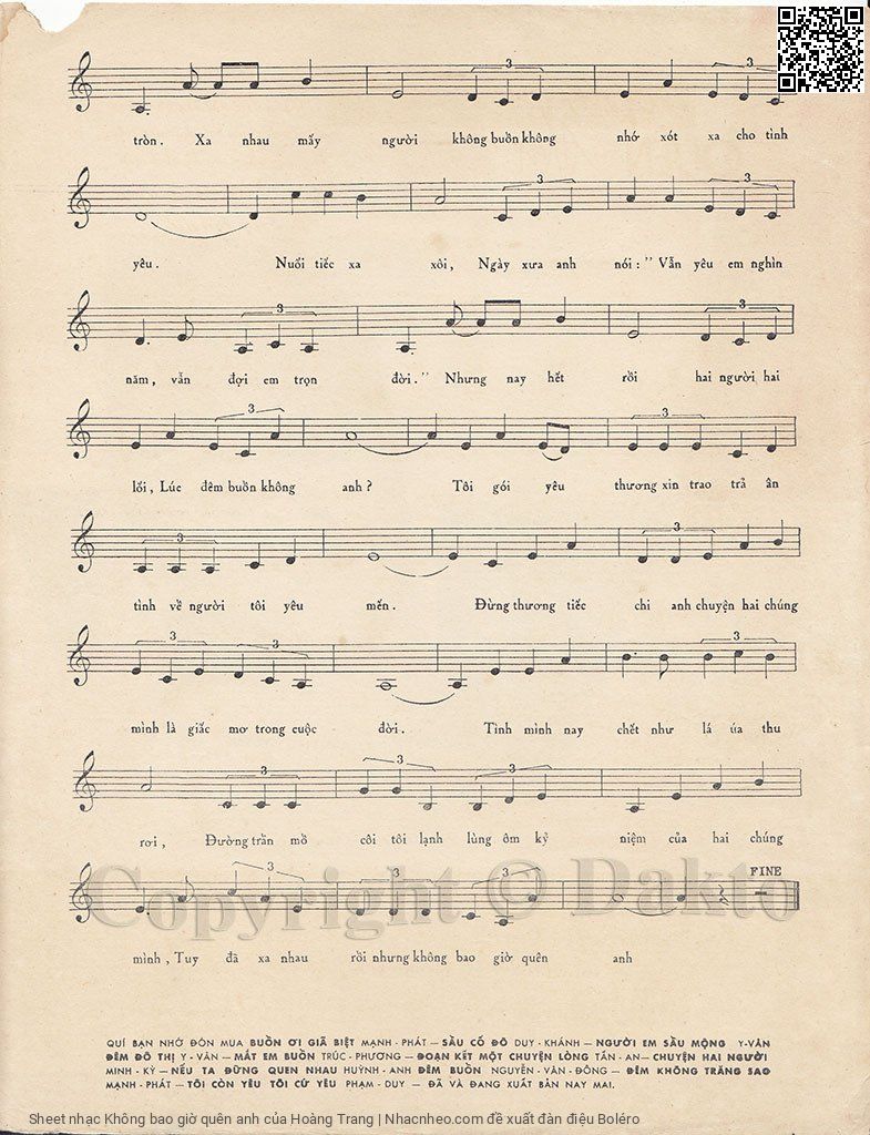 Page 3 of Sheet music PDF Không bao giờ quên anh - Hoàng Trang