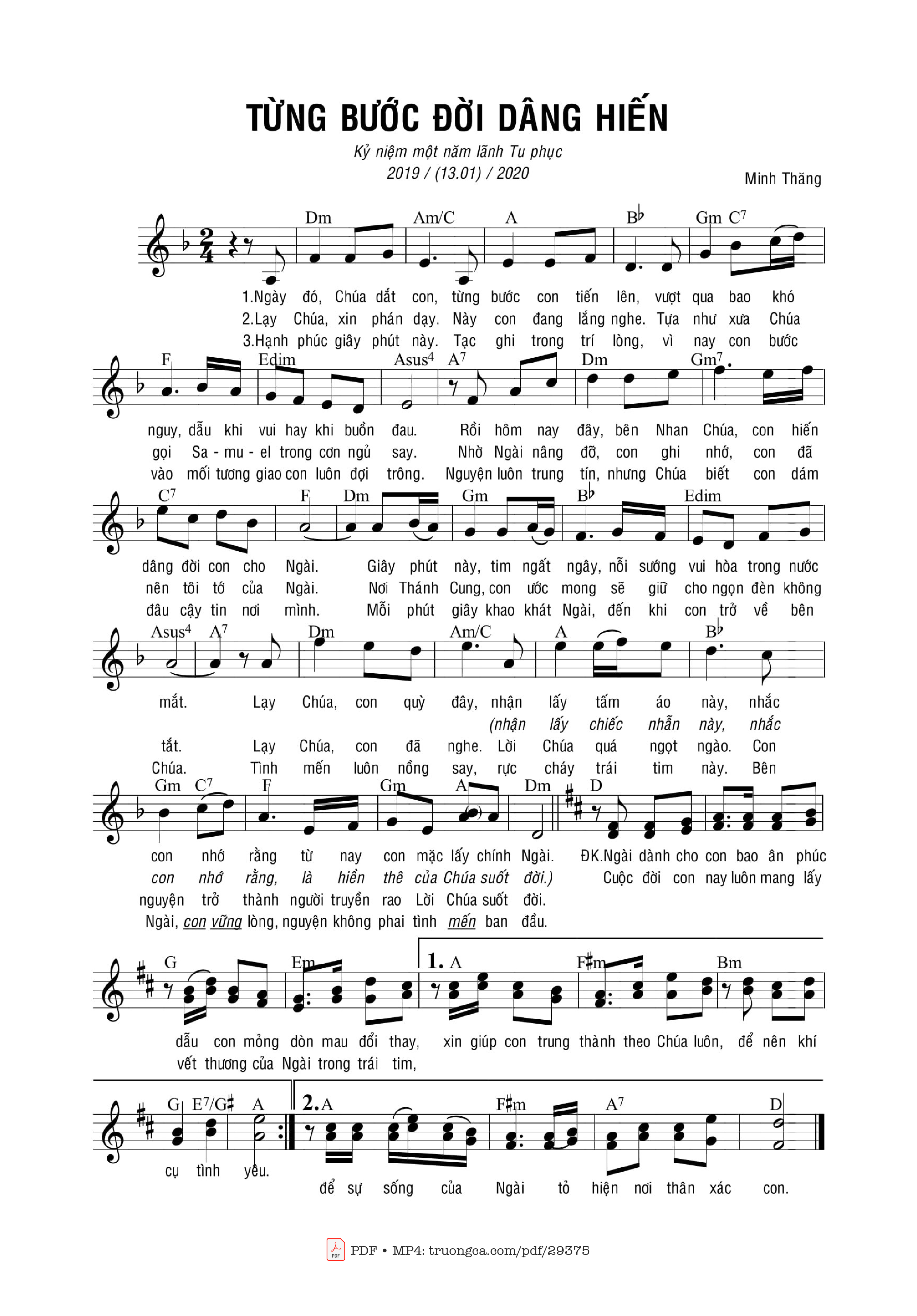 Sheet PDF of Từng bước đời dâng hiến