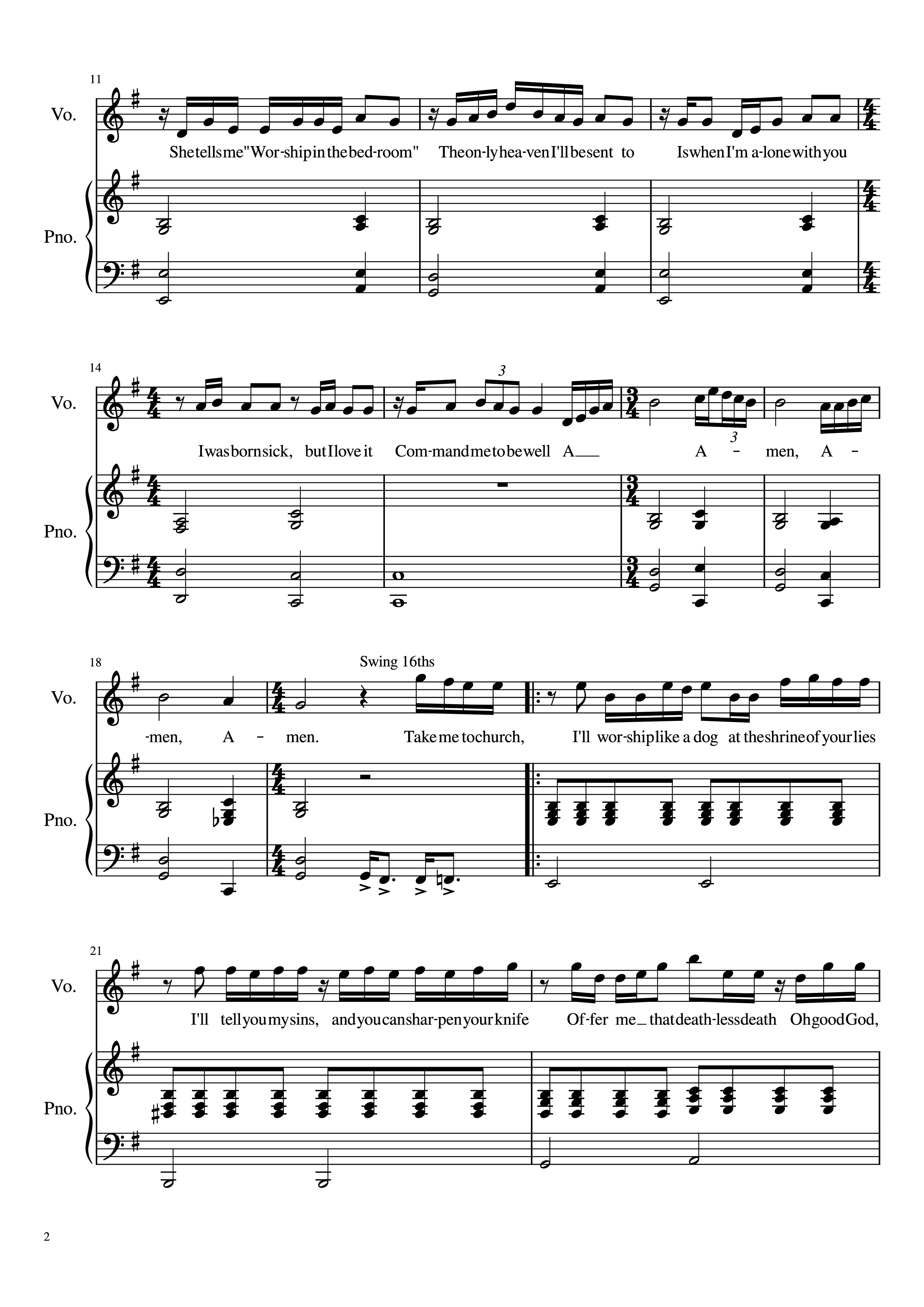 Page 2 of Sheet music PDF Piano Take Me To Church Piano - Hozier