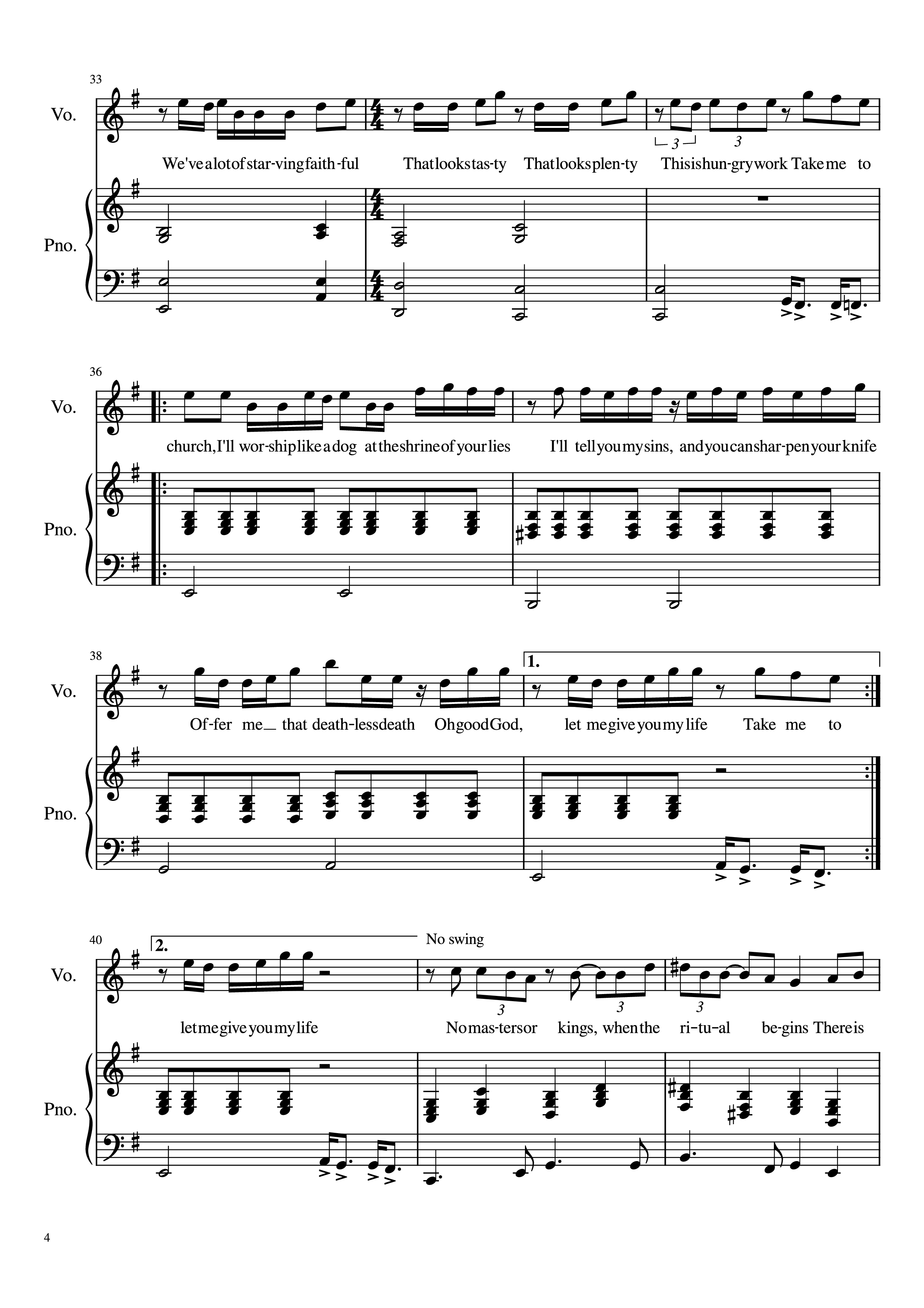 Page 4 of Sheet music PDF Piano Take Me To Church Piano - Hozier