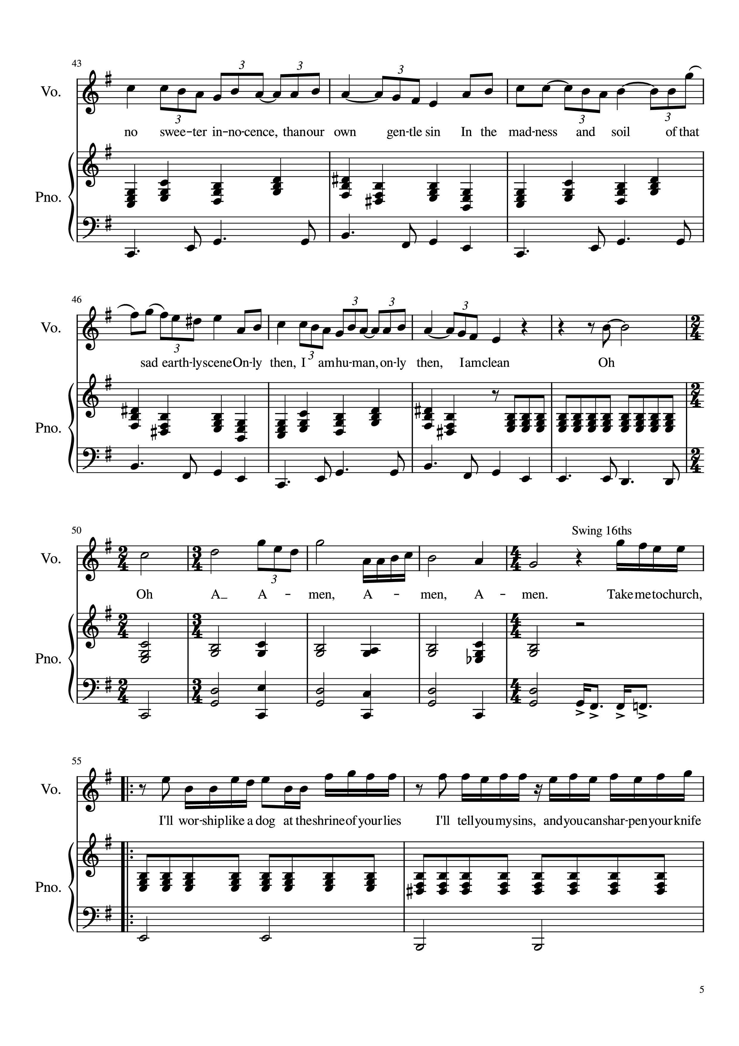 Page 5 of Sheet music PDF Piano Take Me To Church Piano - Hozier