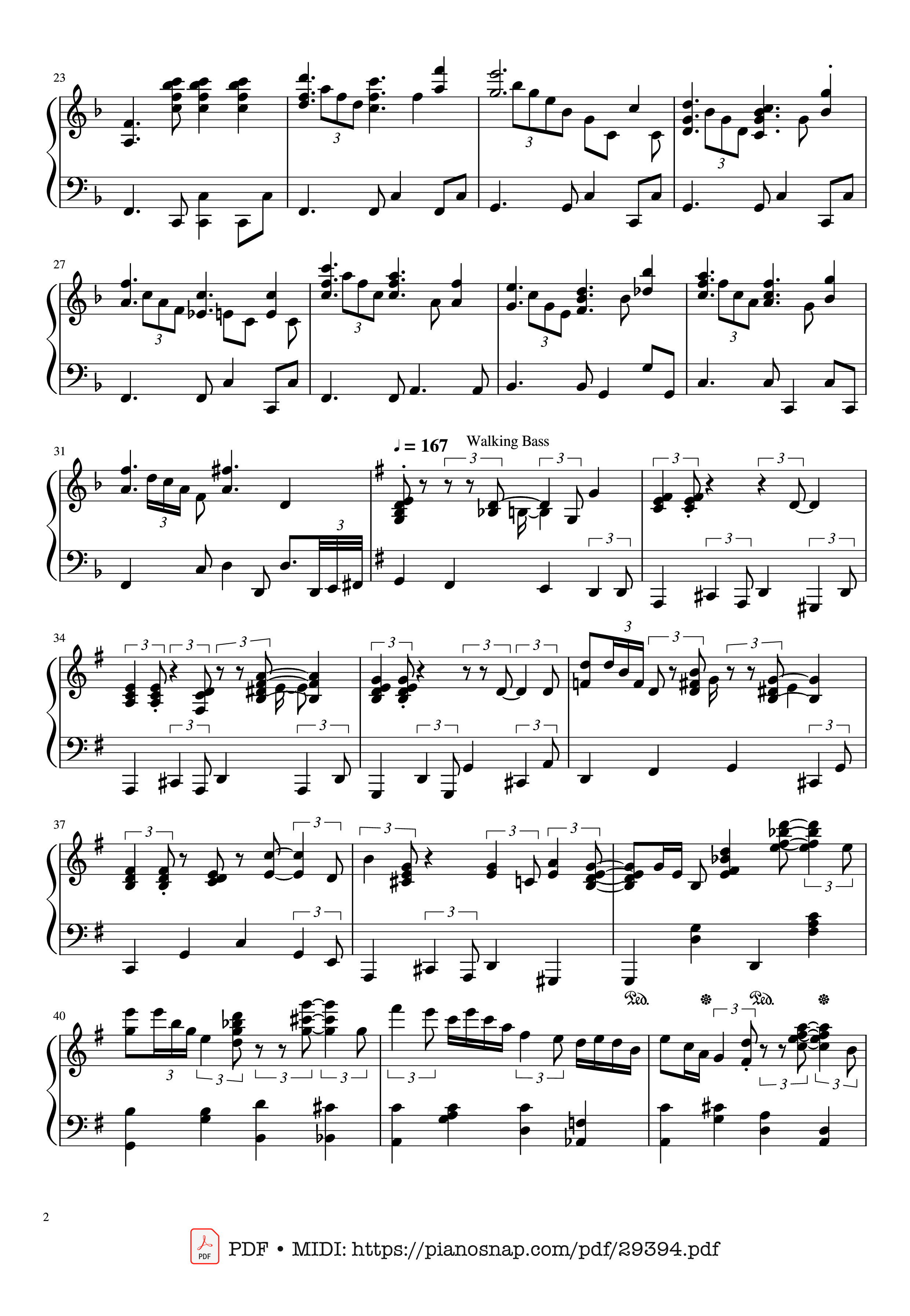 Page 2 of Sheet music PDF Piano Happy Birthday in Jazz Piano - Arr By Jonny May