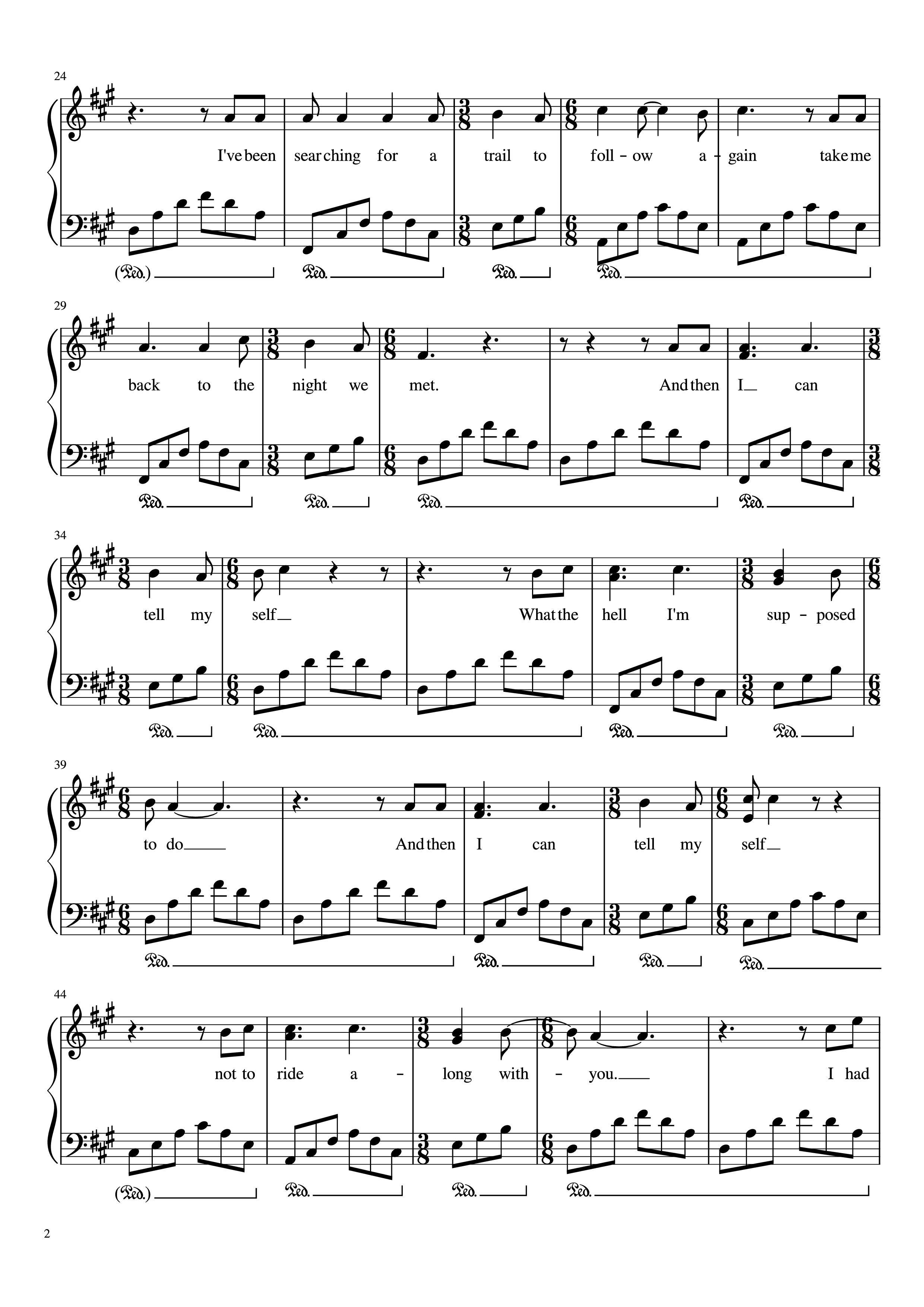 Page 2 of Sheet music PDF Piano The Night We Met Piano - Lord Huron Arranged by MA
