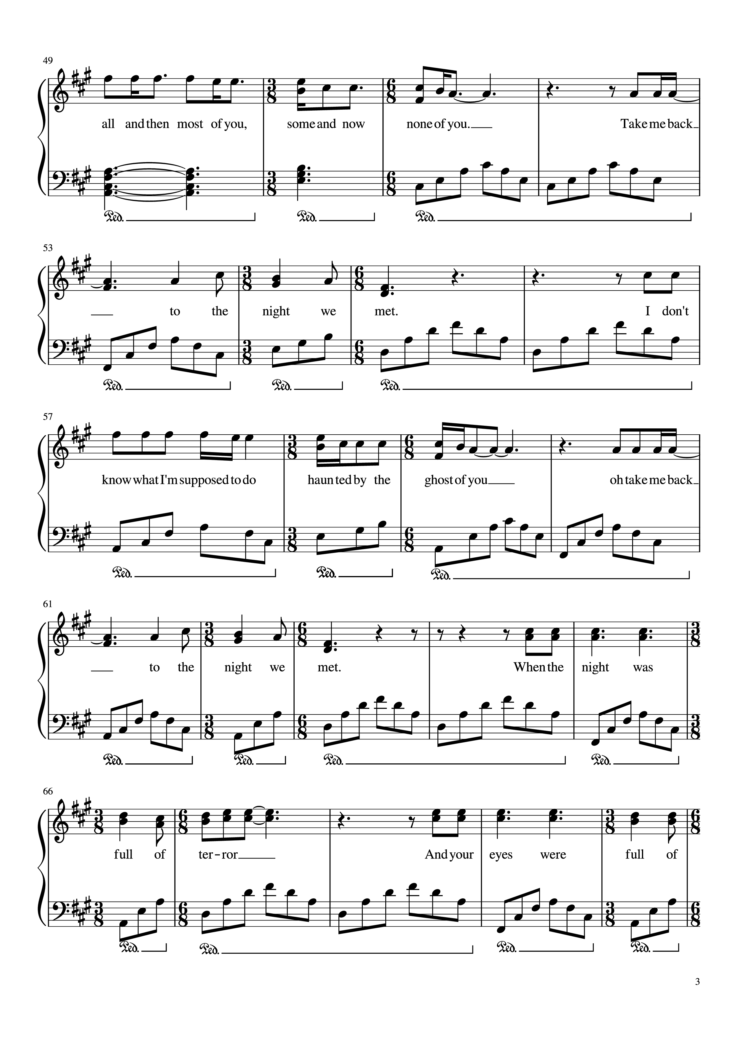 Page 3 of Sheet music PDF Piano The Night We Met Piano - Lord Huron Arranged by MA