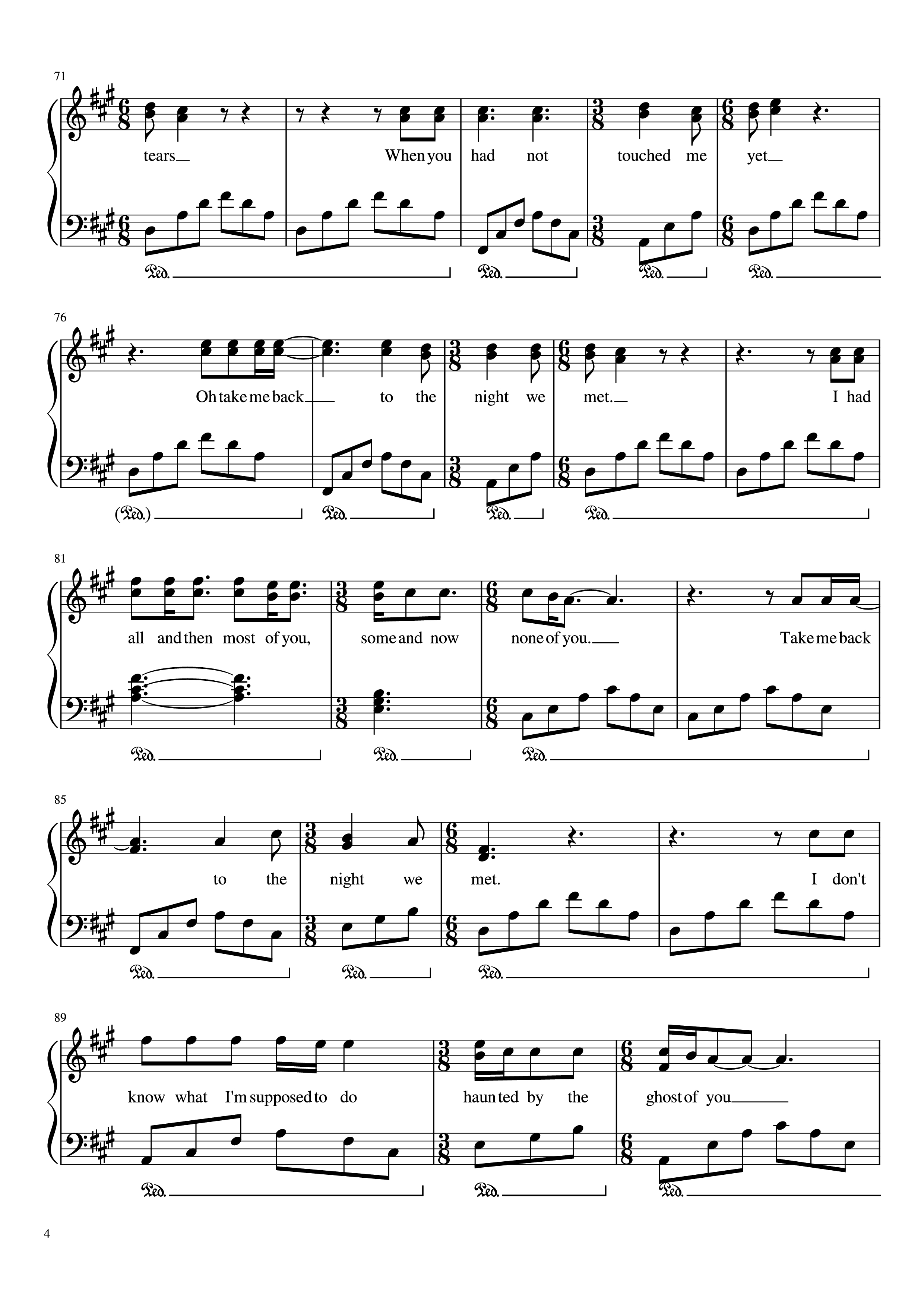 Page 4 of Sheet music PDF Piano The Night We Met Piano - Lord Huron Arranged by MA