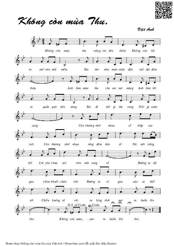 Sheet PDF of Không còn mùa thu