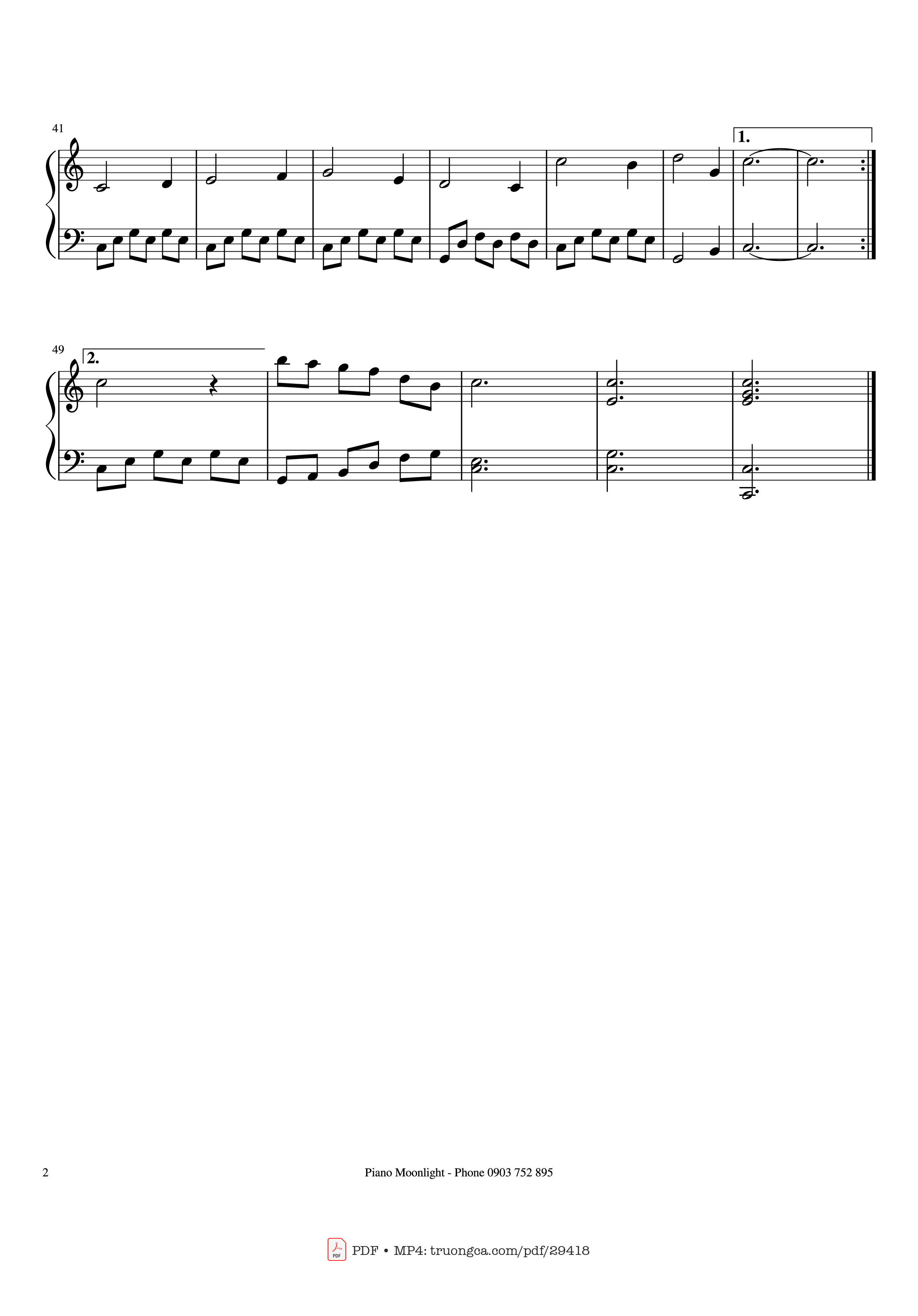 Page 2 of Sheet music PDF Piano Làng Tôi Piano - Văn Cao