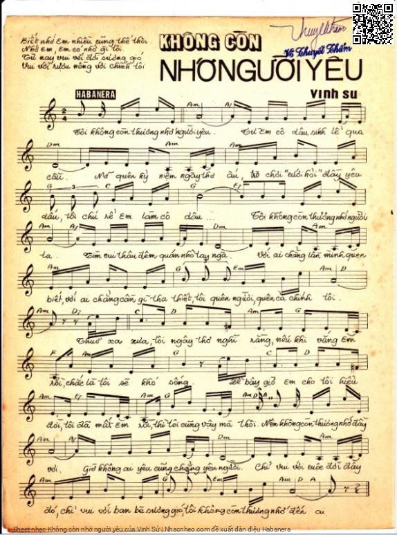 Page 2 of Sheet music PDF Không còn nhớ người yêu - Vinh Sử