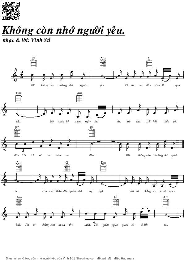 Page 5 of Sheet music PDF Không còn nhớ người yêu - Vinh Sử