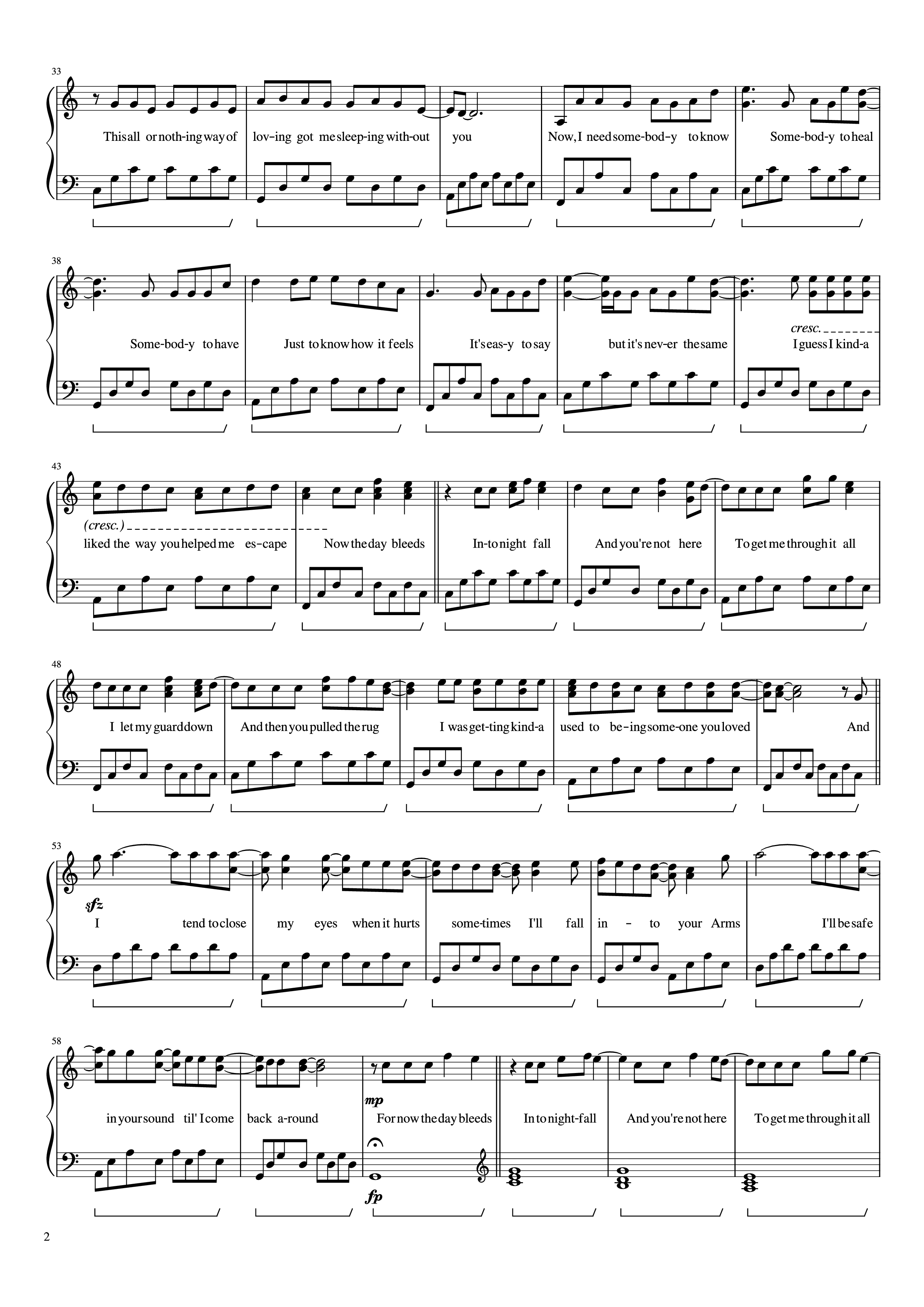 Page 2 of Sheet music PDF Piano Someone You Loved Piano - Undefined