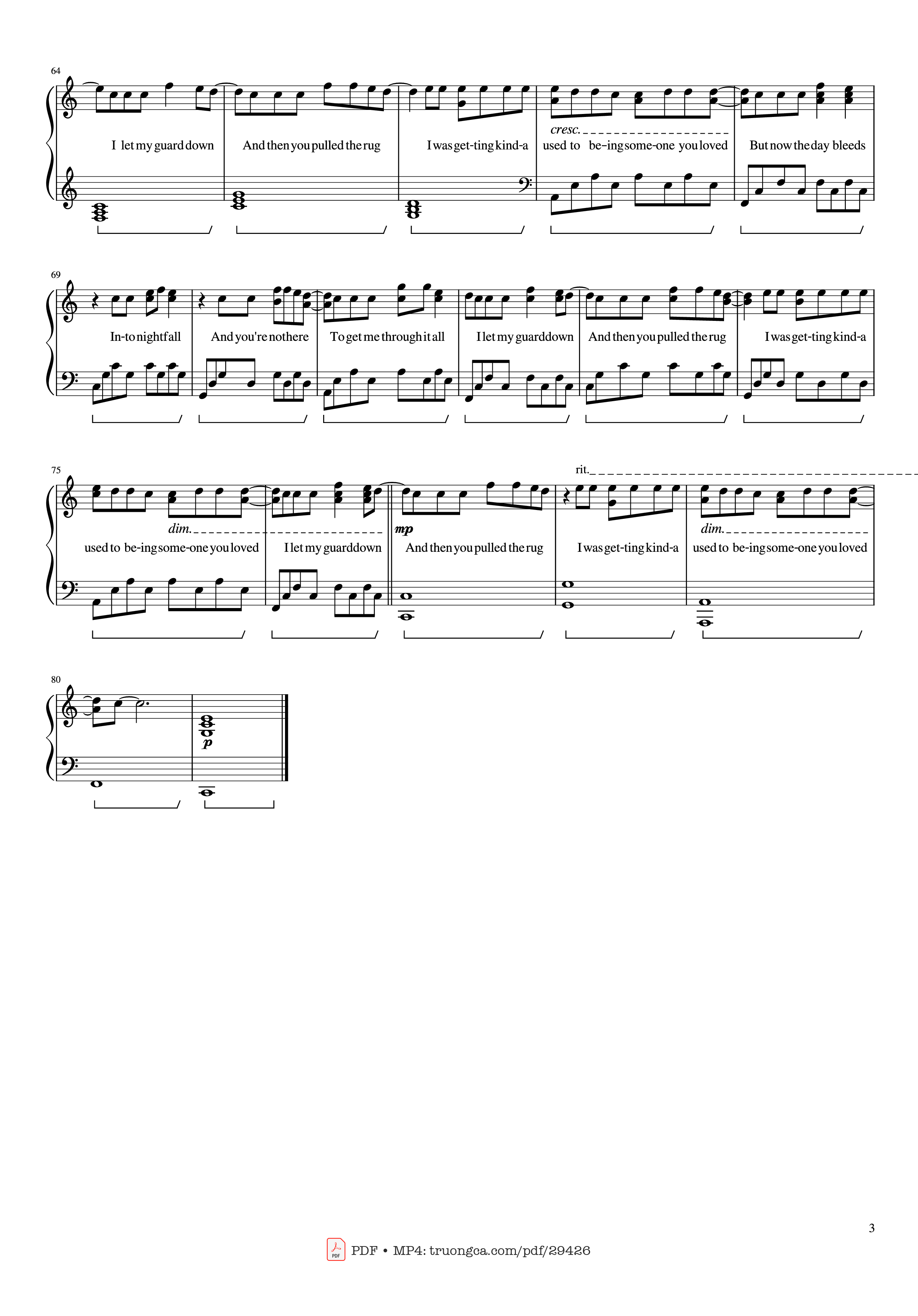 Page 3 of Sheet music PDF Piano Someone You Loved Piano - Undefined