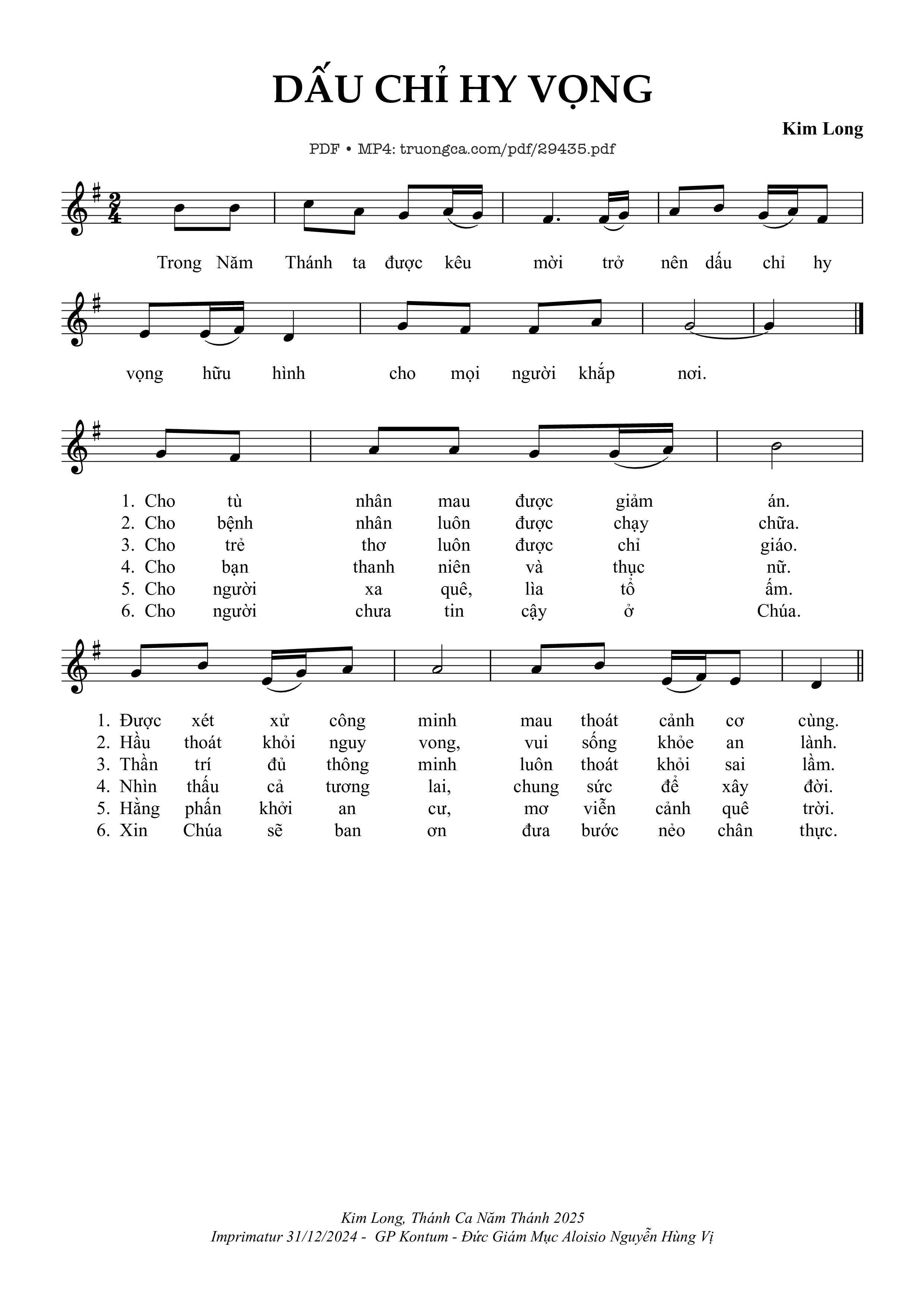 Sheet PDF of Dấu Chỉ Hy Vọng