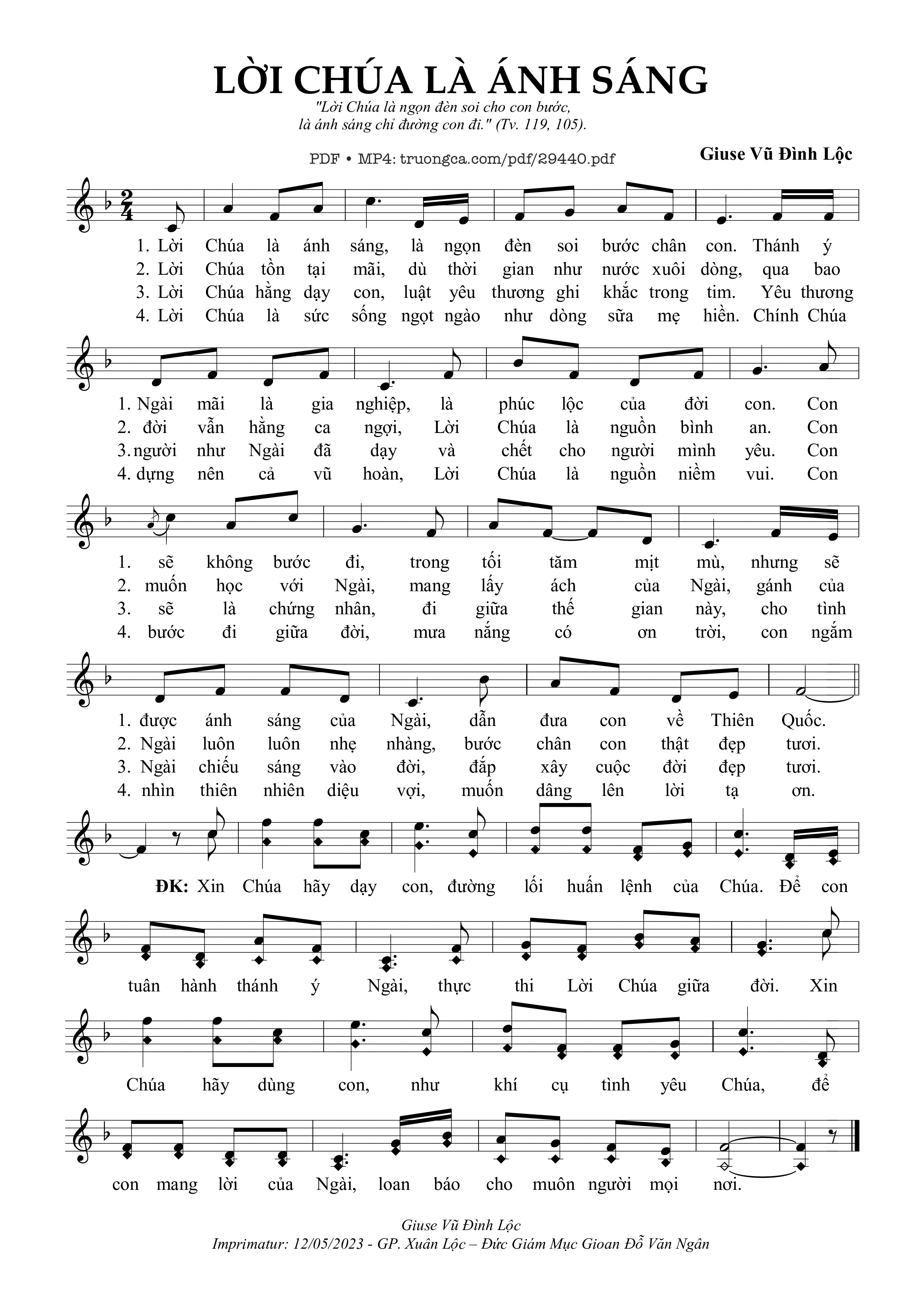 Sheet PDF of Lời Chúa Là Ánh Sáng