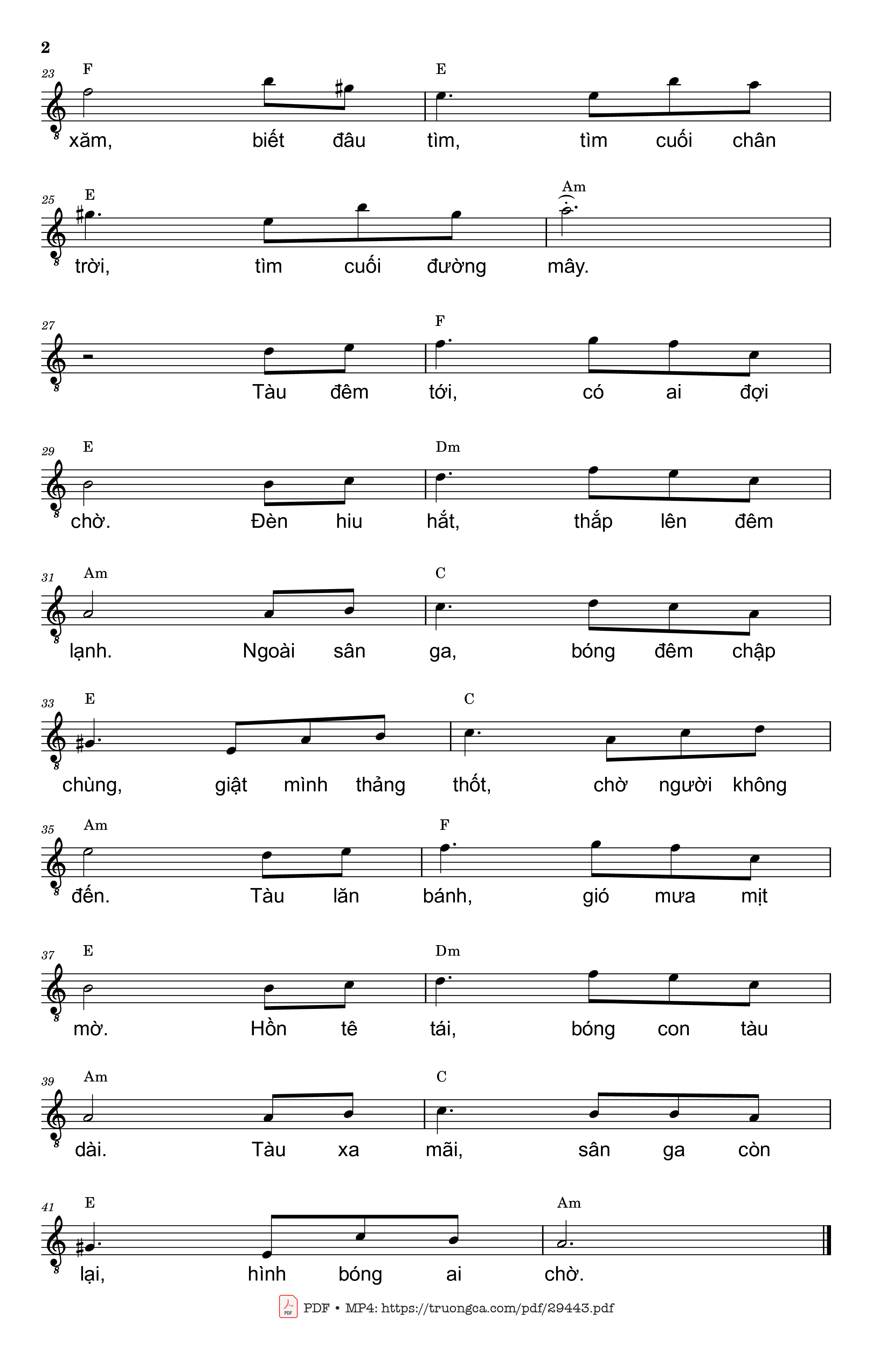 Page 2 of Sheet music PDF Ga vắng - Trần Liêu