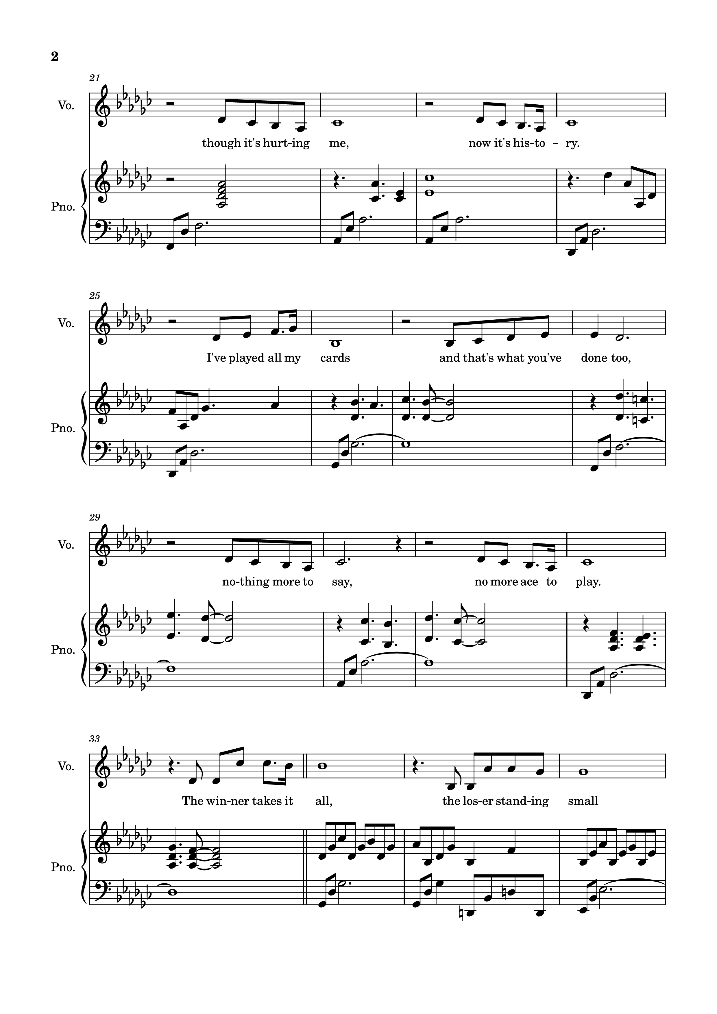 Page 2 of Sheet music PDF Piano The Winner Takes It All Piano - Arr: Dinailson Lima