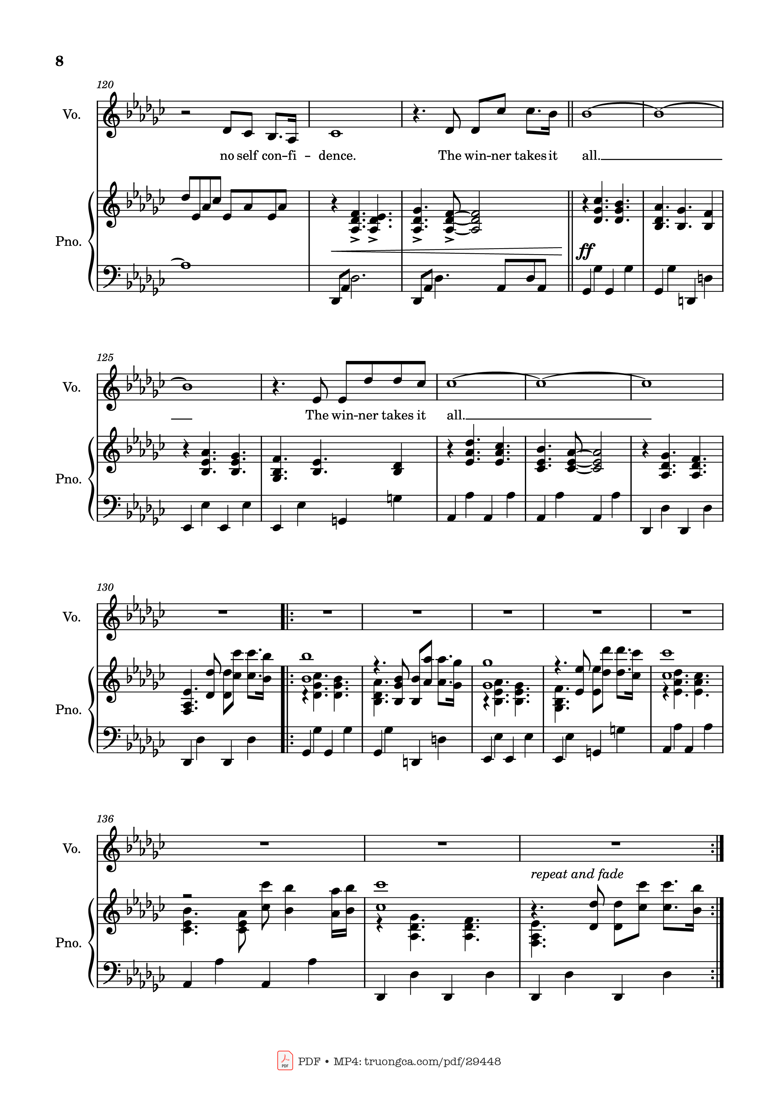Page 8 of Sheet music PDF Piano The Winner Takes It All Piano - Arr: Dinailson Lima