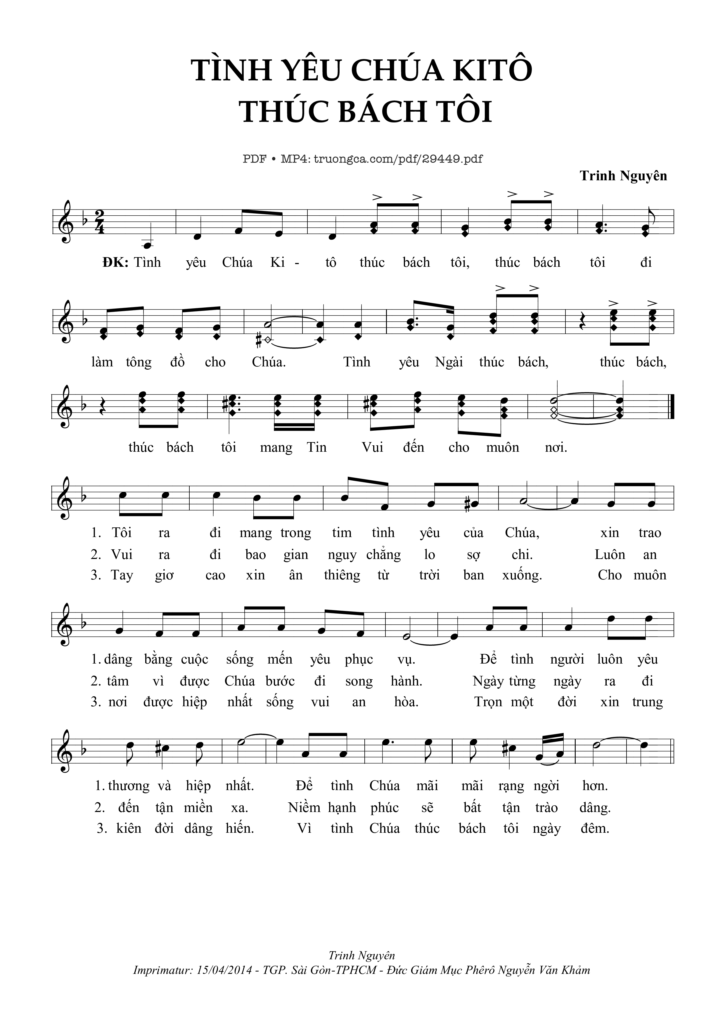 Sheet PDF of Tình Yêu Chúa Kitô Thúc Bách Tôi