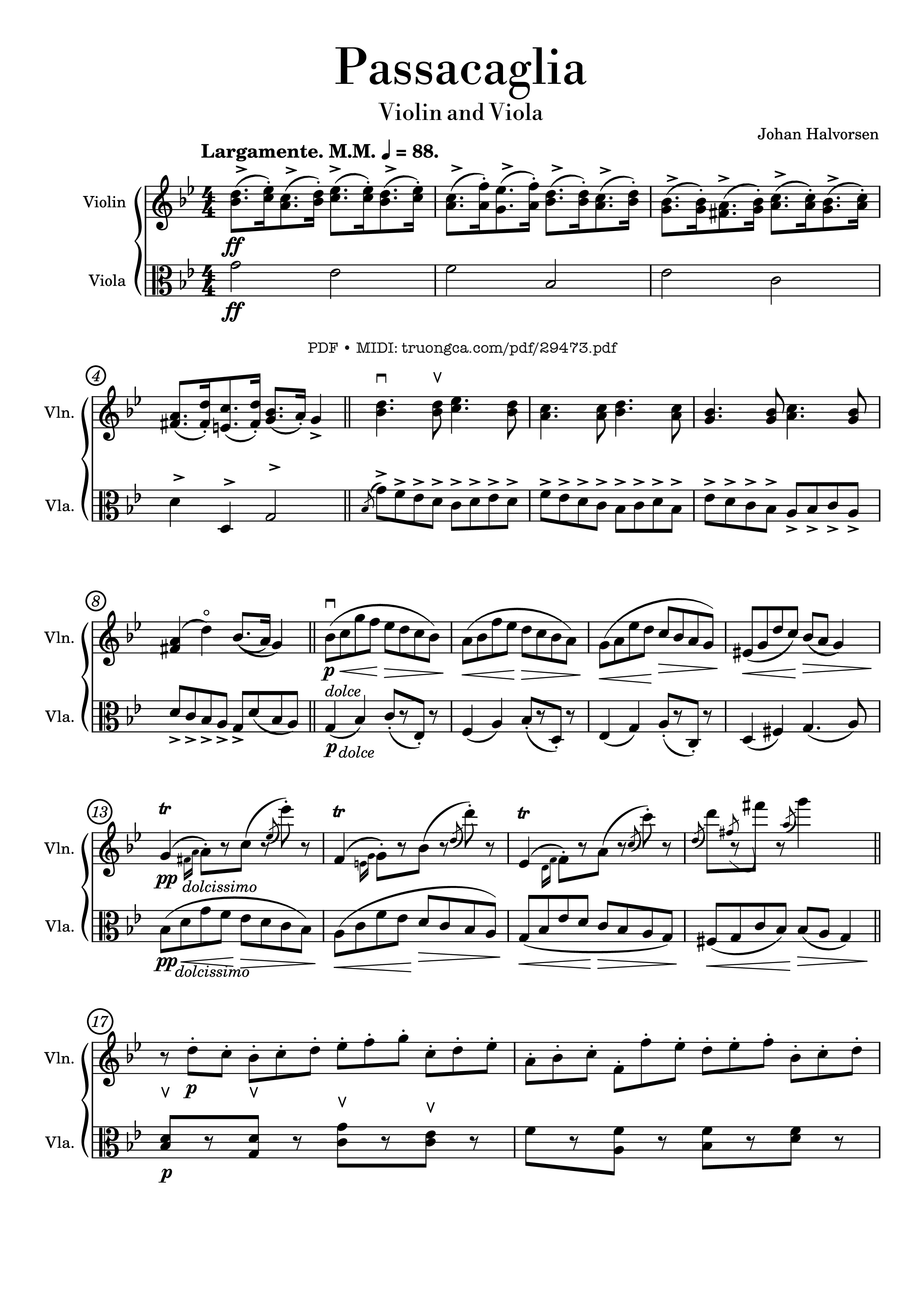 Sheet PDF of Passacaglia for Violin and Viola