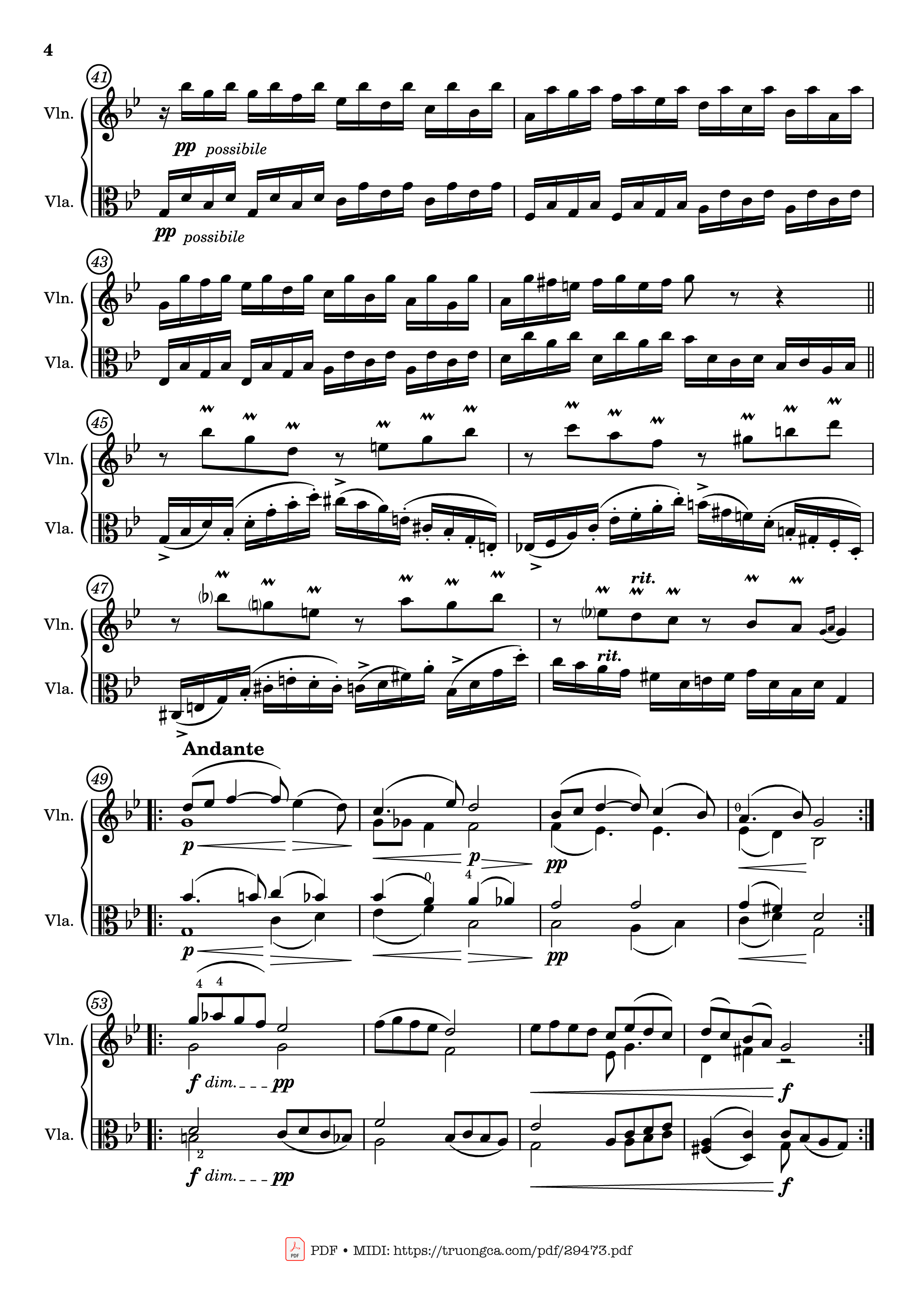 Page 4 of Sheet music PDF Passacaglia for Violin and Viola - Johan Halvorsen